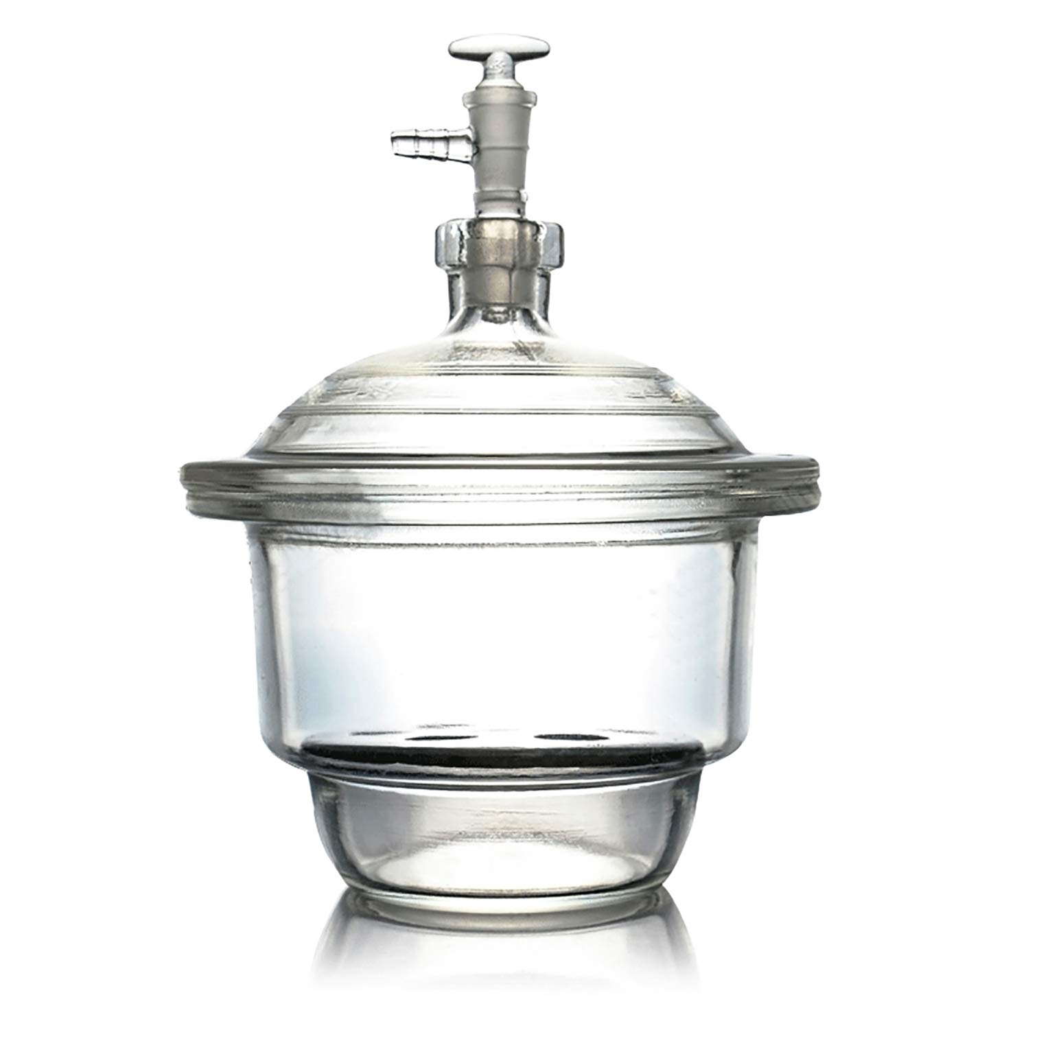 240mm (9.5 Inch) Vacuum Desiccator Jar with Porcelain Plate - Laboratory Grade Glass Drying Container with Ground Glass Stopper - Ideal for Chemical Storage, Moisture Removal & Scientific Experiments
