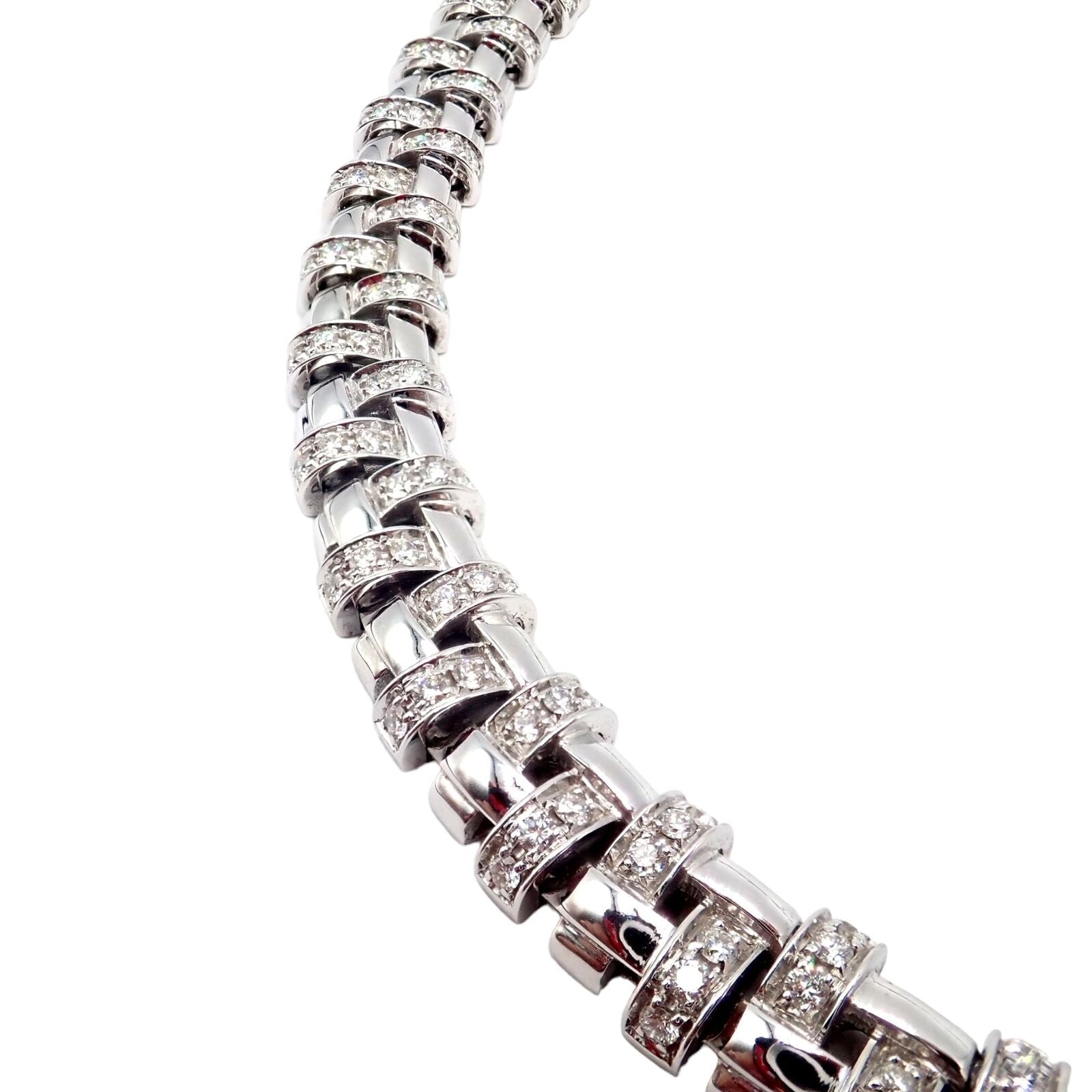 Authentic Tiffany & Co Vannerie 18k White Gold Basket Weave Diamond Necklace | Luxury Jewelry for Women | Perfect for Weddings, Anniversaries & Special Occasions