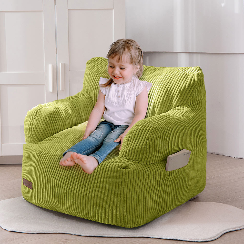 MAXYOYO Kids Bean Bag Chair - Soft & Comfortable Toddler Bean Bag Sofa with Removable Filler for Boys & Girls (Green) - Perfect for Playroom, Bedroom & Reading Nook