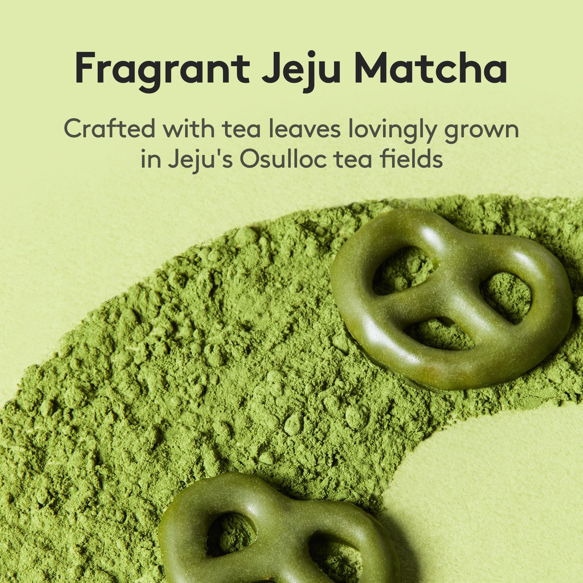 OSULLOC Matcha Pretzel Snacks (2.46 oz, 70g) - Premium Korean Green Tea Flavored Crackers from Jeju Island | Asian Tea Time Treats for Office, School & Home Snacking