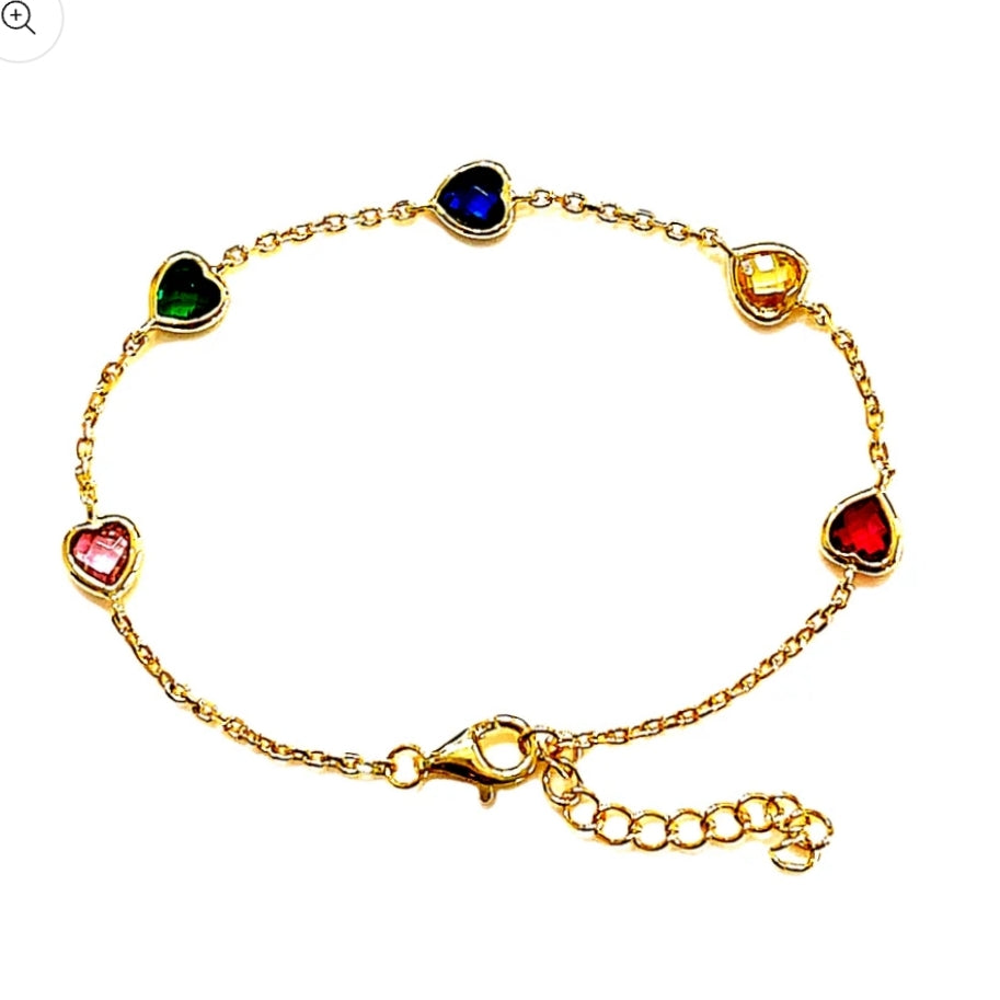 Mimi Colored Hearts Bracelet for Women - Dainty Small Adjustable Cute Heart Charm Jewelry Gift for Her - Perfect for Valentine's Day, Anniversary & Everyday Wear