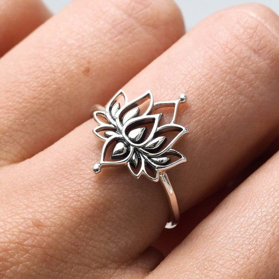 Elegant White Lotus Flower Ring for Women - Sterling Silver Adjustable Band - Perfect for Weddings, Parties & Gifts