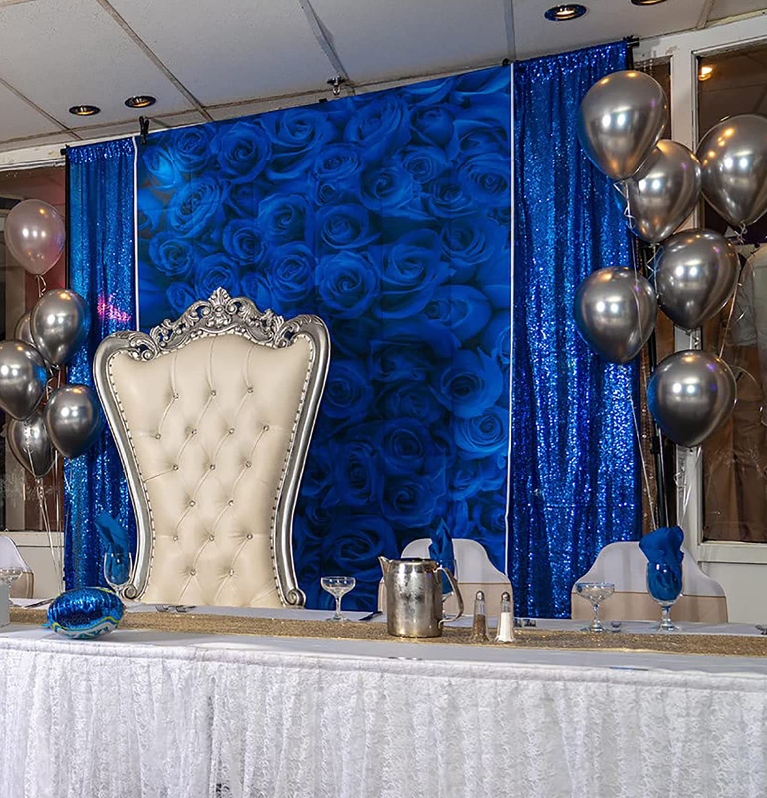 Royal Blue Rose Floral Backdrop - 7x5ft Avezano Blue Rose Flower Photo Studio Props for Birthday, Bridal Shower, Wedding, Miss to Mrs Party Decorations & Portrait Background - Perfect for Baby Showers, Graduations, and Home Decor