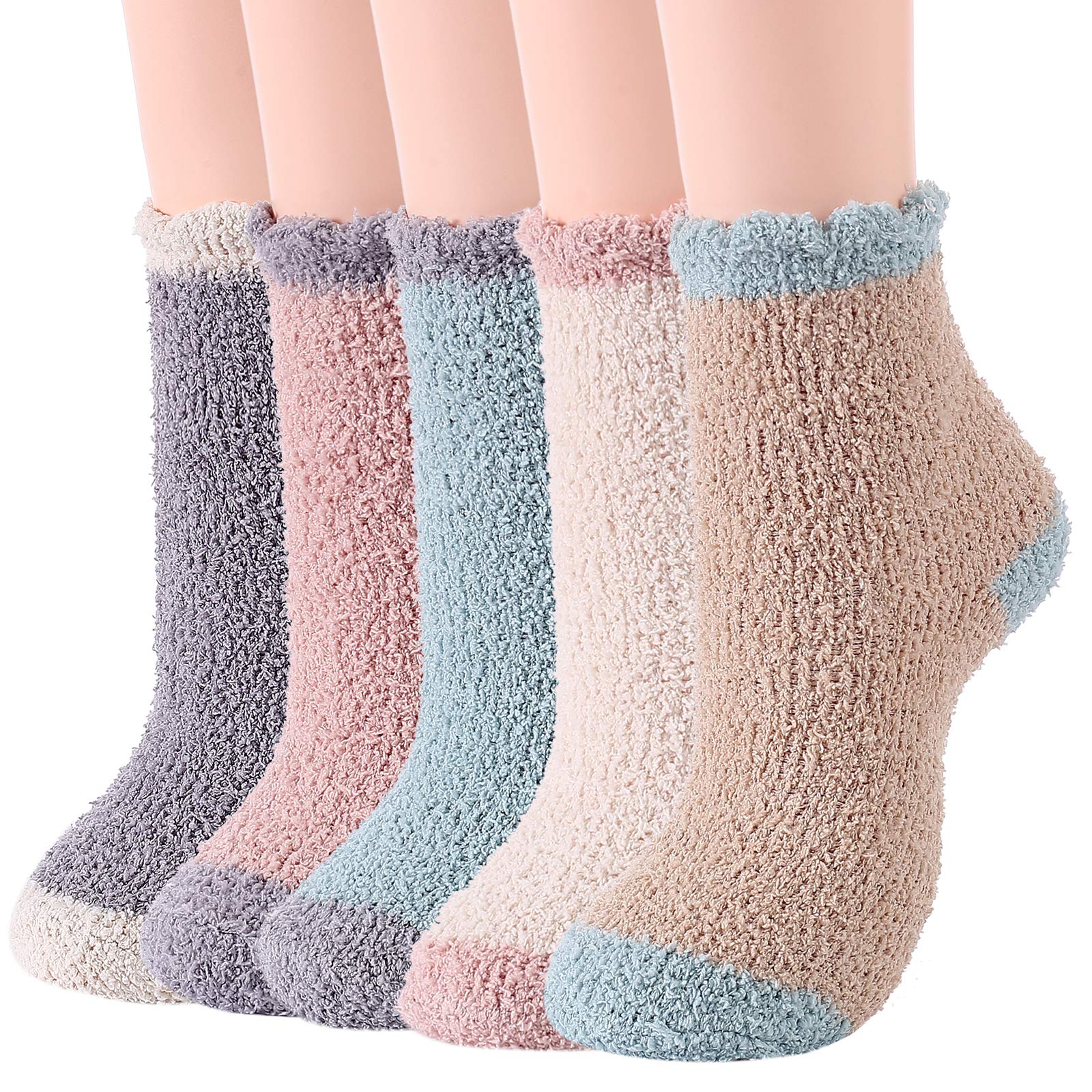 Cozy Winter Fuzzy Socks for Women - Ultra Soft Warm Fluffy Socks with Non-Slip Grips - Perfect for Home, Gym, Yoga & Outdoor Activities