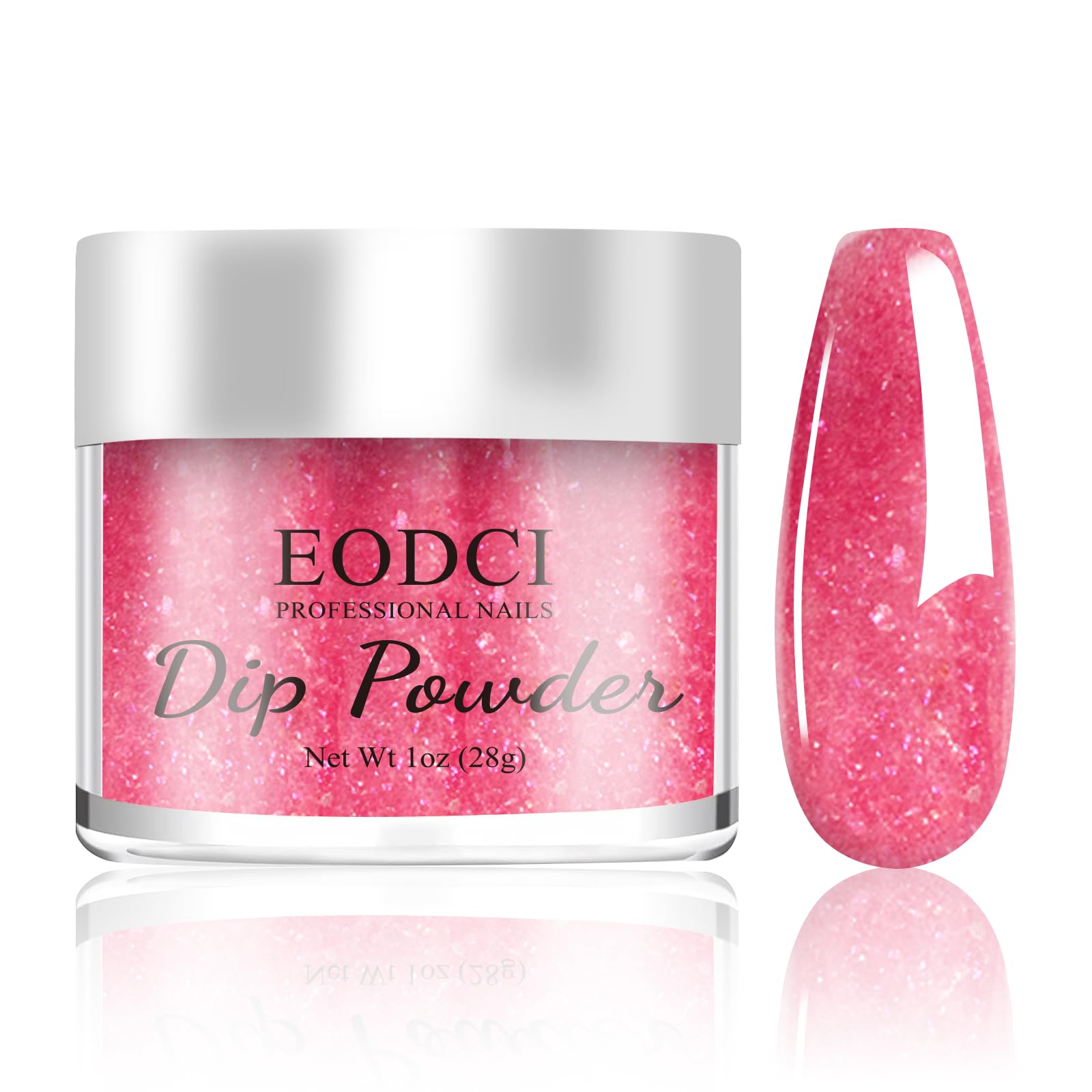 Glitter Pink Dip Powder for Nails - 1 Oz/28g No Lamp Needed, Spring & Summer Dip Nail Kit, Gel-Like Shine & Natural Dry Finish - Perfect for Nail Salon & DIY Manicures at Home