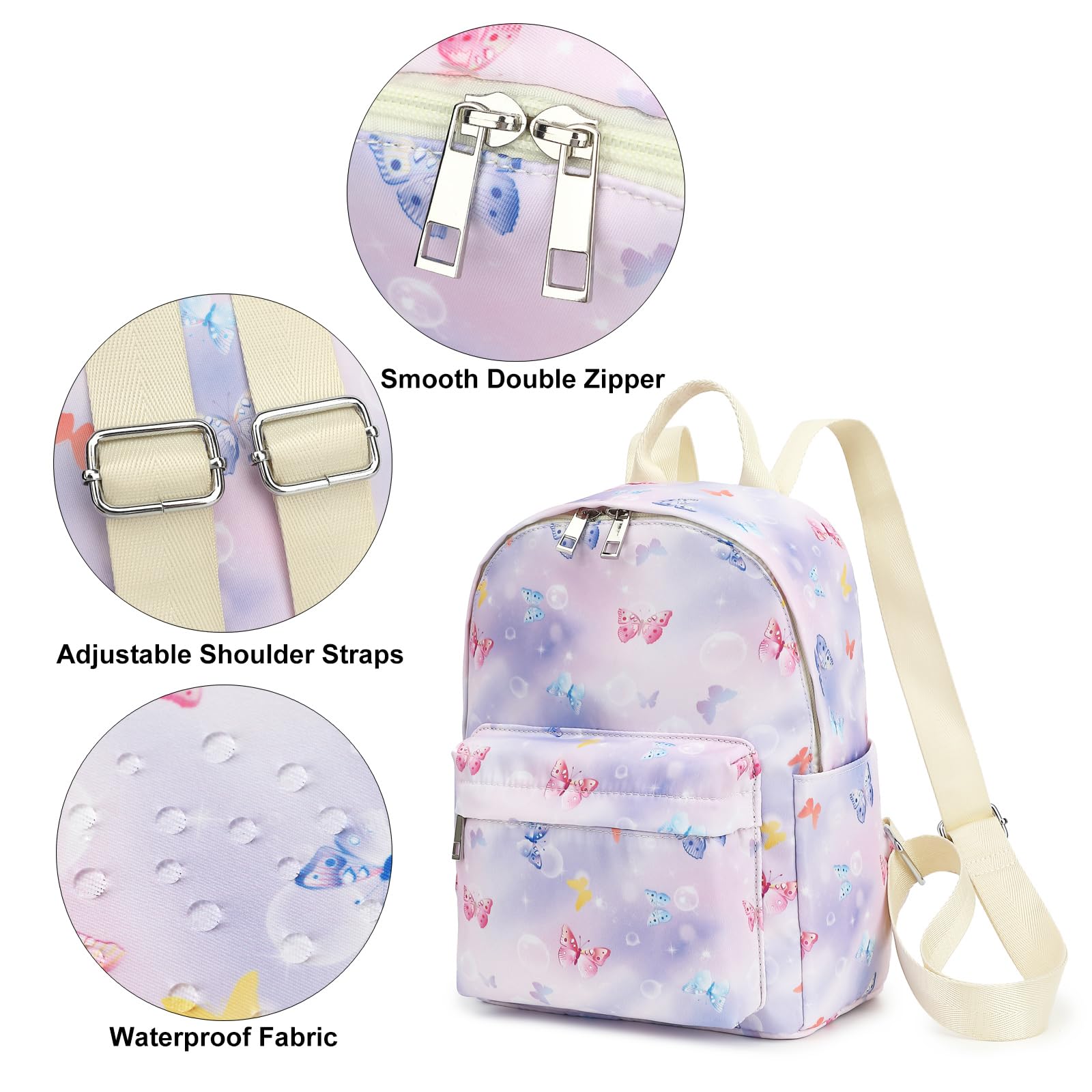 Butterfly Mini Backpack for Women & Girls - Small Cute Backpack Purse for School, Travel, Work & Daily Use | Lightweight Durable Design for Teens & Adults