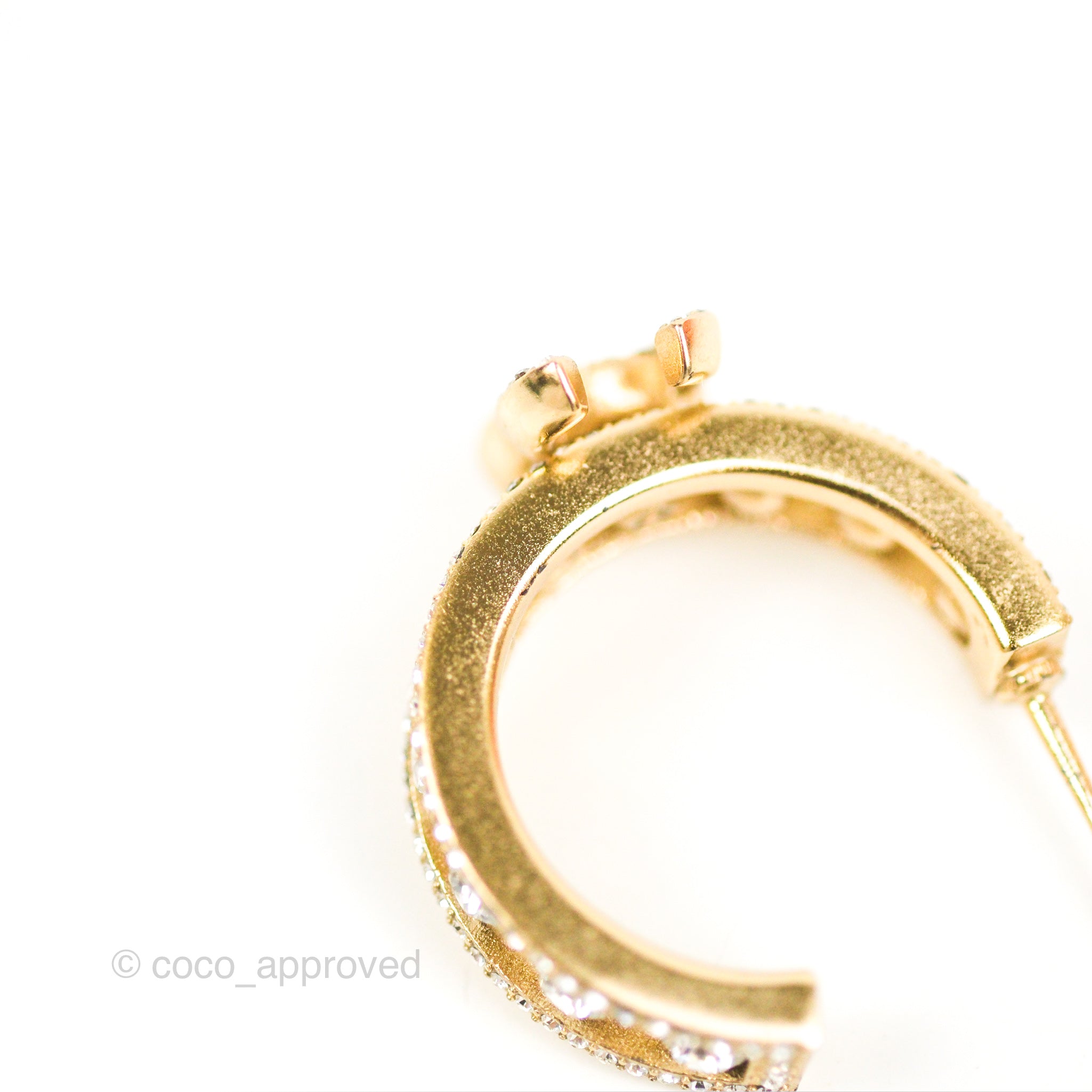 Chanel CC Crystal Hoop Earrings 20K Gold Tone - Luxury Fashion Jewelry for Women, Perfect for Parties, Weddings & Special Occasions