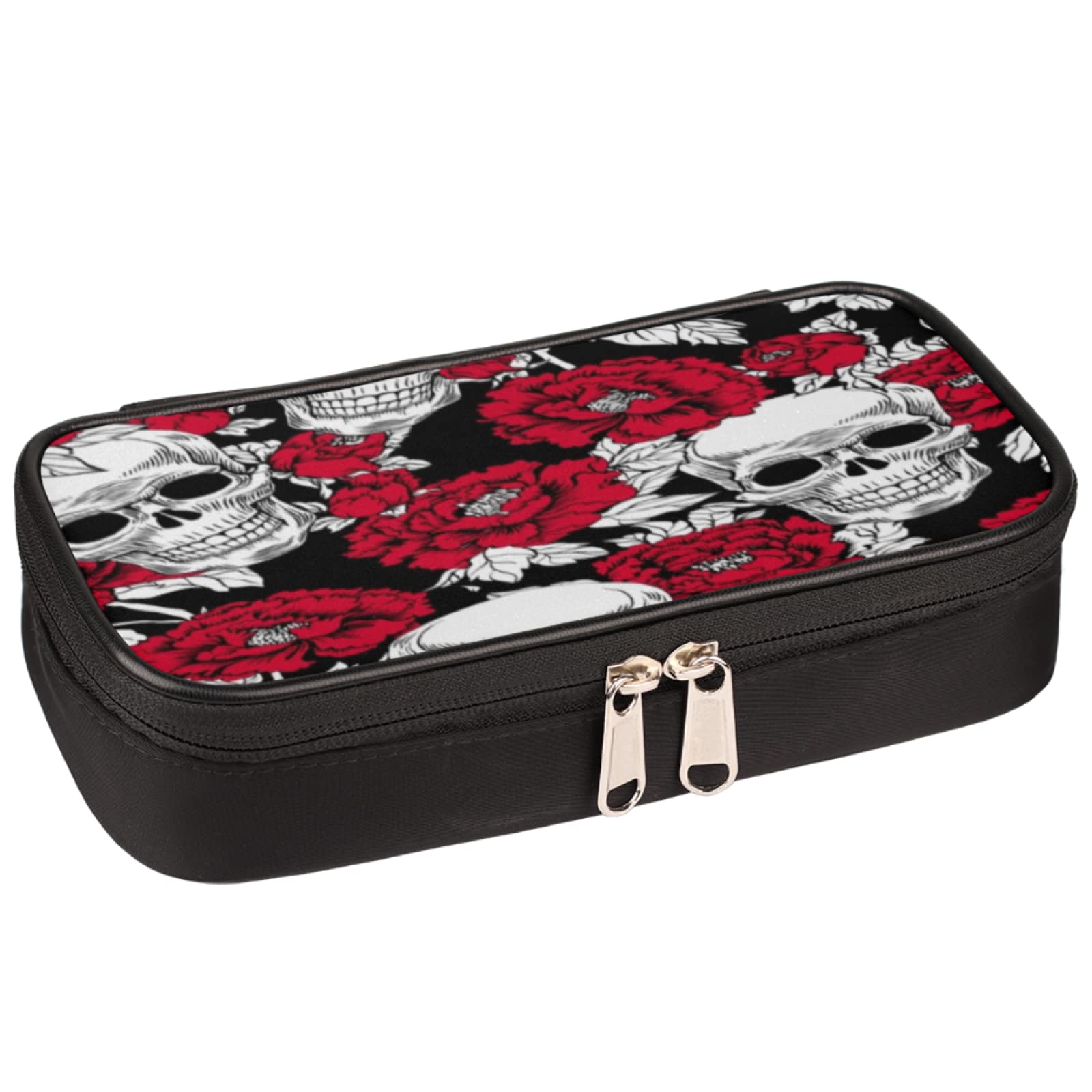 Floral Sugar Skull Pencil Case - Large Capacity Multifunctional Pouch for School, Office & Travel | Perfect Makeup Organizer Bag for Adults, Students & Kids | Great for Backpack, Desk & Gift Giving