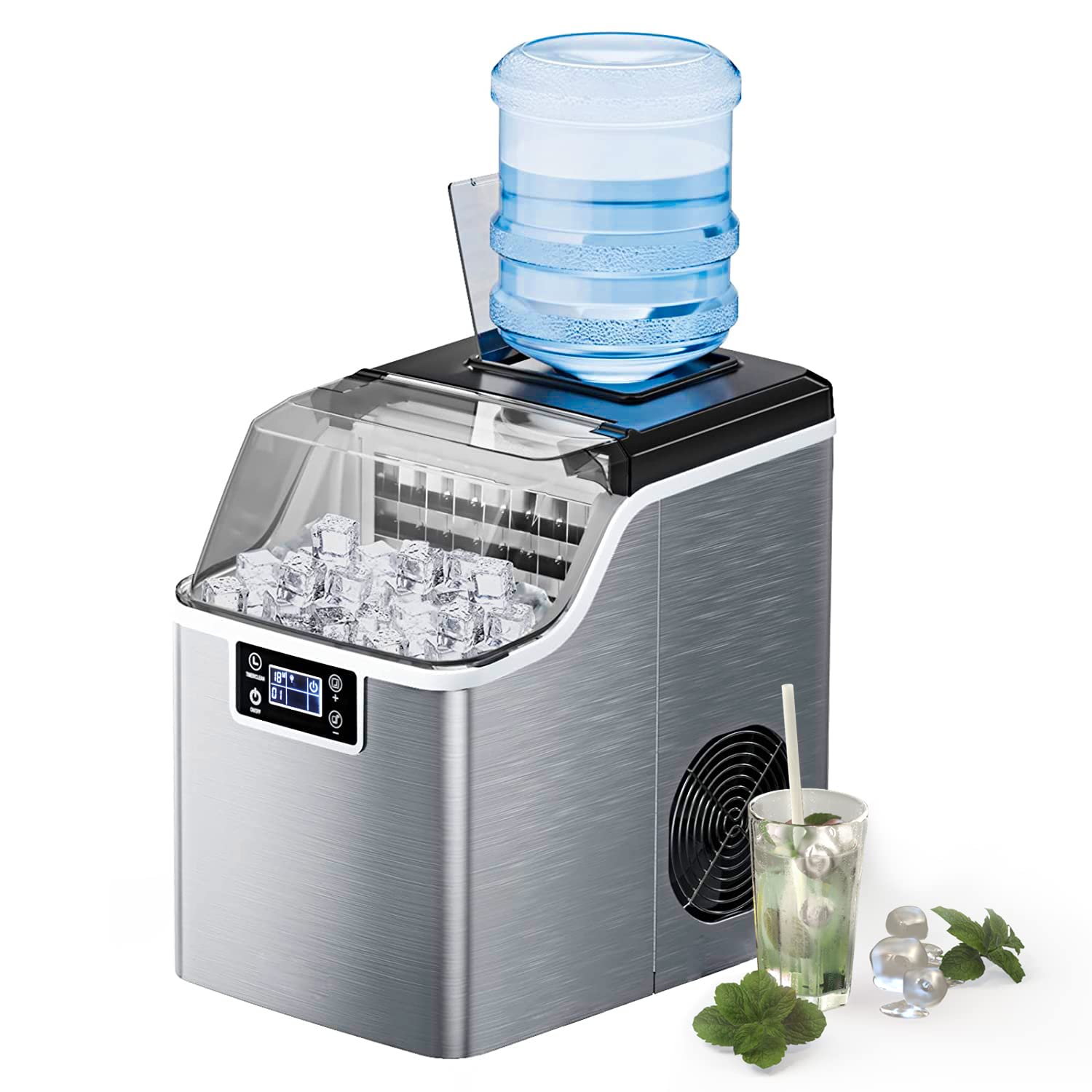 ARLIME Portable Countertop Ice Maker Machine - 45 Lbs/24H, 24 Pcs/13 Mins Fast Ice Production, 2 Water Fill Options, Self-Cleaning with Scoop & Basket - Perfect for Home, Office, Bar, Parties, and Outdoor Gatherings