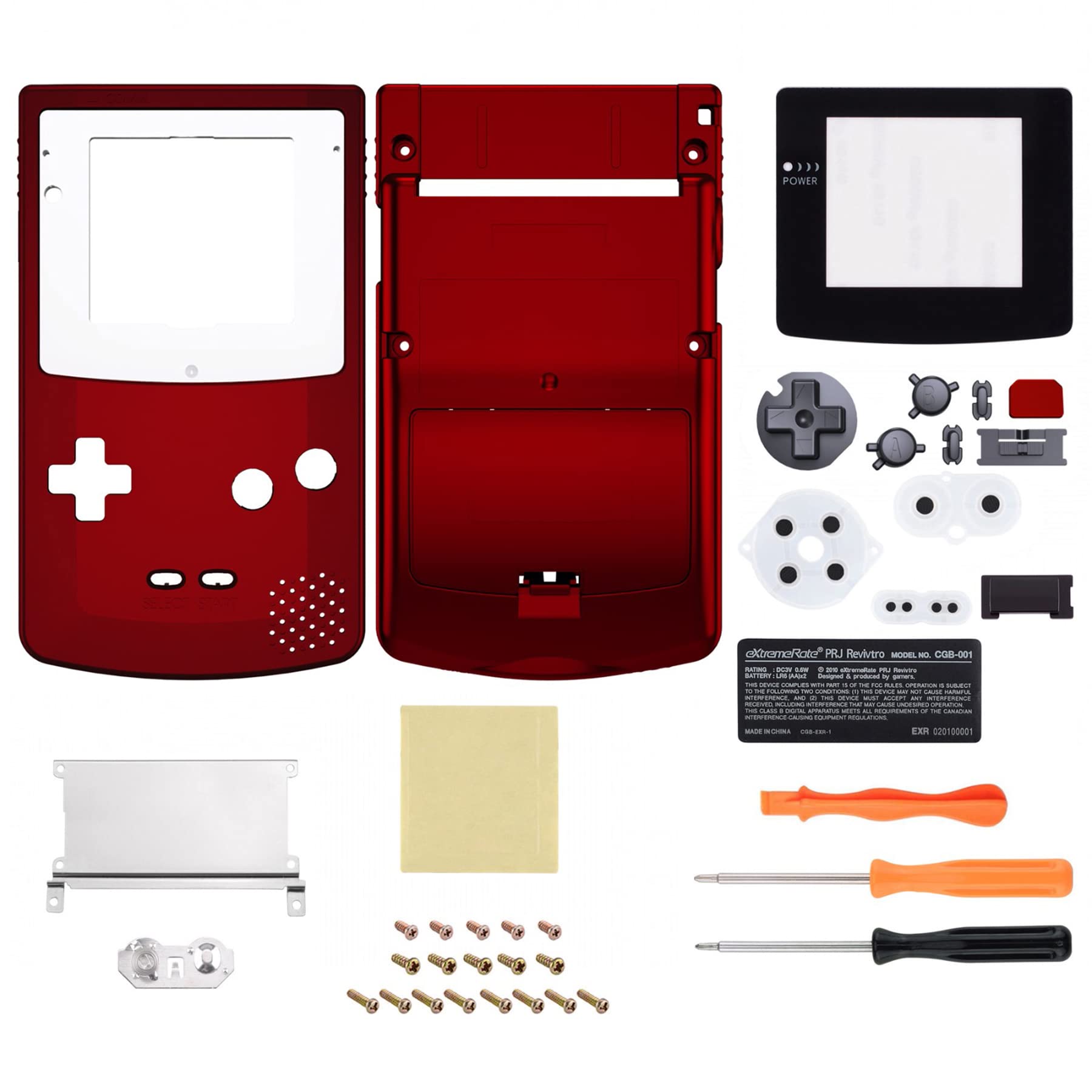 eXtremeRate Scarlet Red Replacement Shell Full Housing Cover with Buttons for Gameboy Color (GBC) - Compatible with OSD IPS, Regular IPS & Standard LCD Screens - DIY Console Repair & Customization - Perfect for Gaming Enthusiasts & Retro Collectors