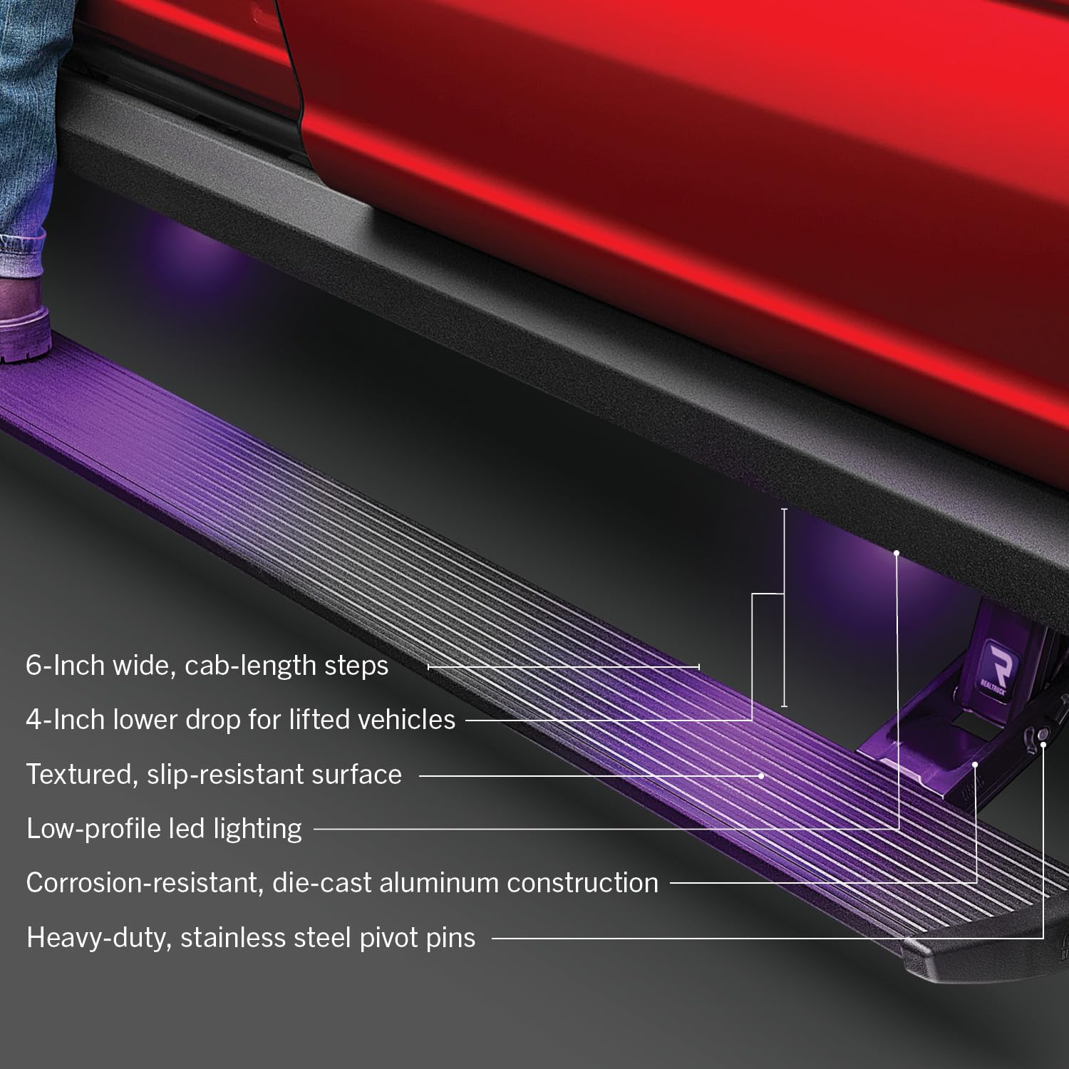 AMP Research PowerStepXL Electric Running Boards with LED Lights - Fit 2010-2017 Dodge RAM 2500/3500 Mega Cab | Automatic Retractable Truck Steps for Easy Entry & Exit | Ideal for Off-Roading, Daily Commuting & Truck Enthusiasts