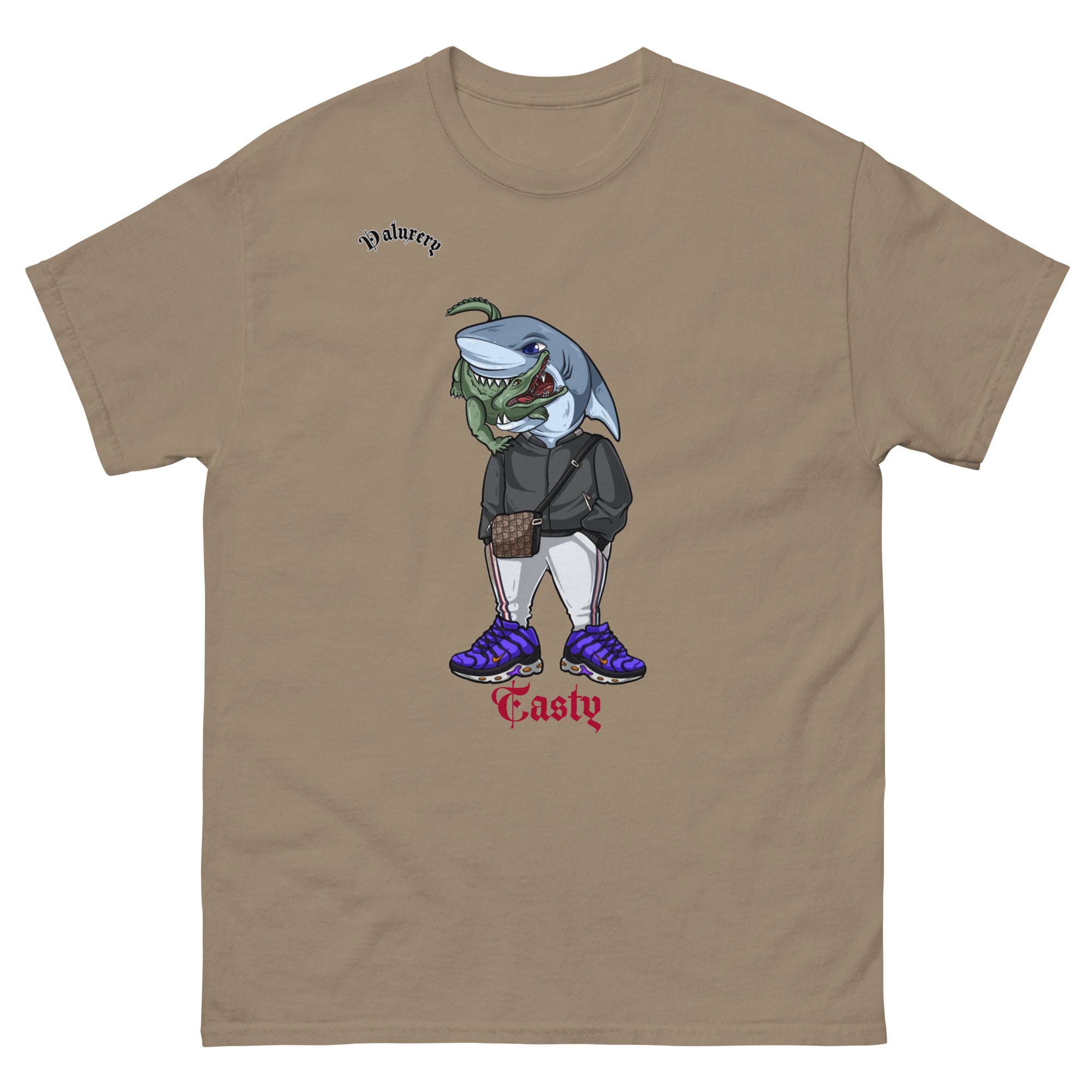 Valuxery Shark Print Heavy Cotton T-Shirt for Men & Women | 100% Cotton (170-180 g/m²) | Soft & Comfortable Casual Wear for Everyday, Street Style & Gifts