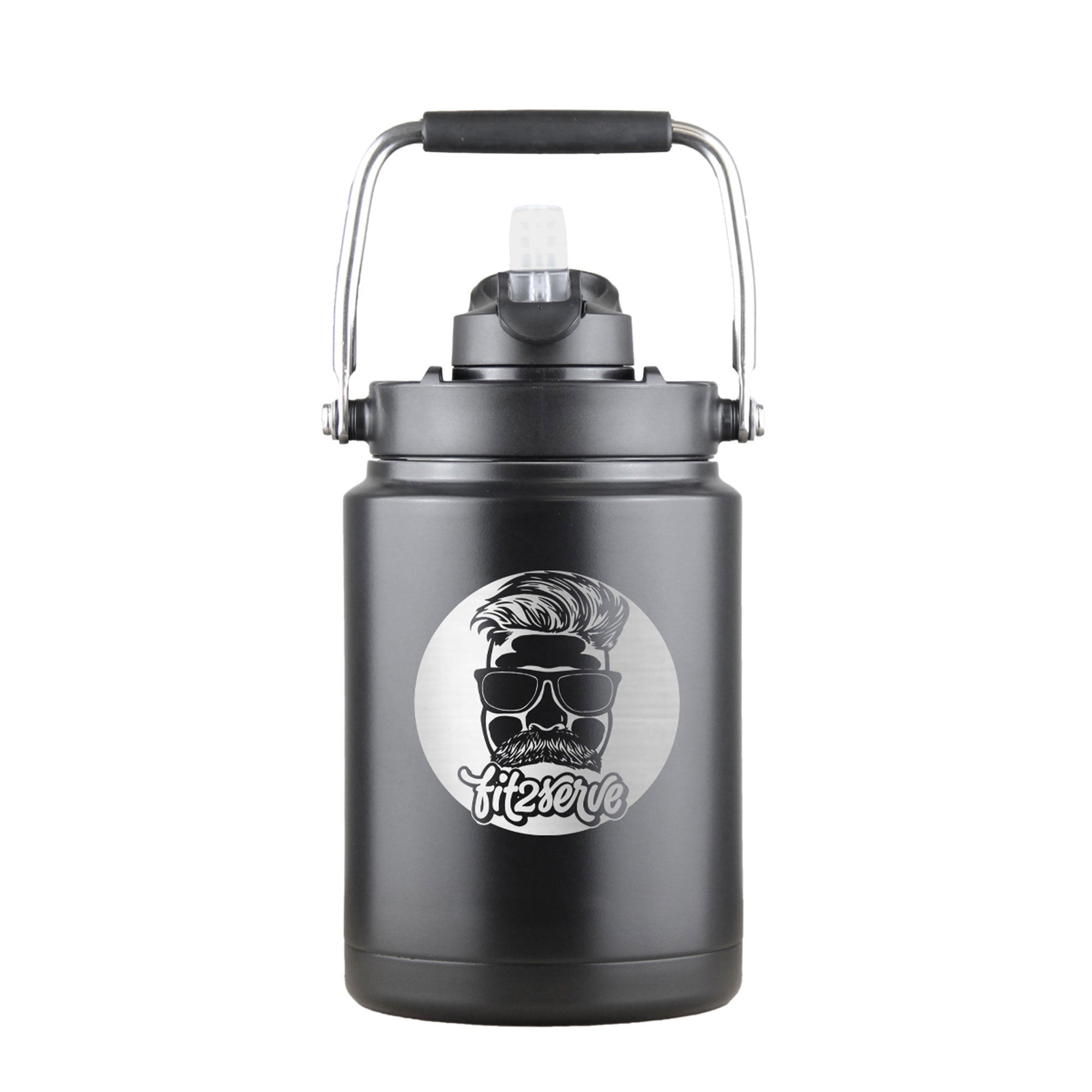 FIT2SERVE Custom Half Gallon Water Jug - Personalized Insulated Stainless Steel Water Bottle for Gym, Hiking & Outdoor Activities