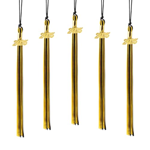 5pcs- 2025 Tassel Black and Gold