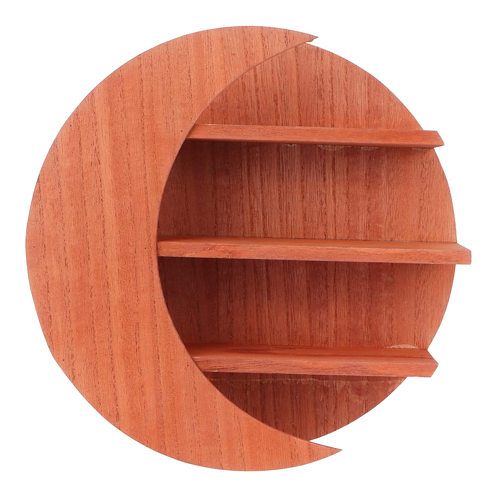 Round Floating Wall Shelf - Wooden Decorative Hanging Shelf for Bedroom, Bathroom, Living Room - Storage Rack for Books, DVDs, Decor - Brown Wall Mounted Shelf Unit for Home Organization