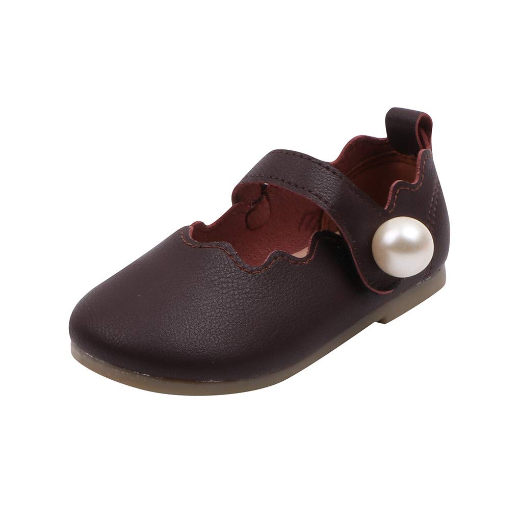 Lykmera Baby Girls Sandals with Pearl Accents - Casual Princess Shoes for Toddlers (Brown, Size 3-3.5 Years) | Perfect for Summer Outfits, Beach Trips & Special Occasions