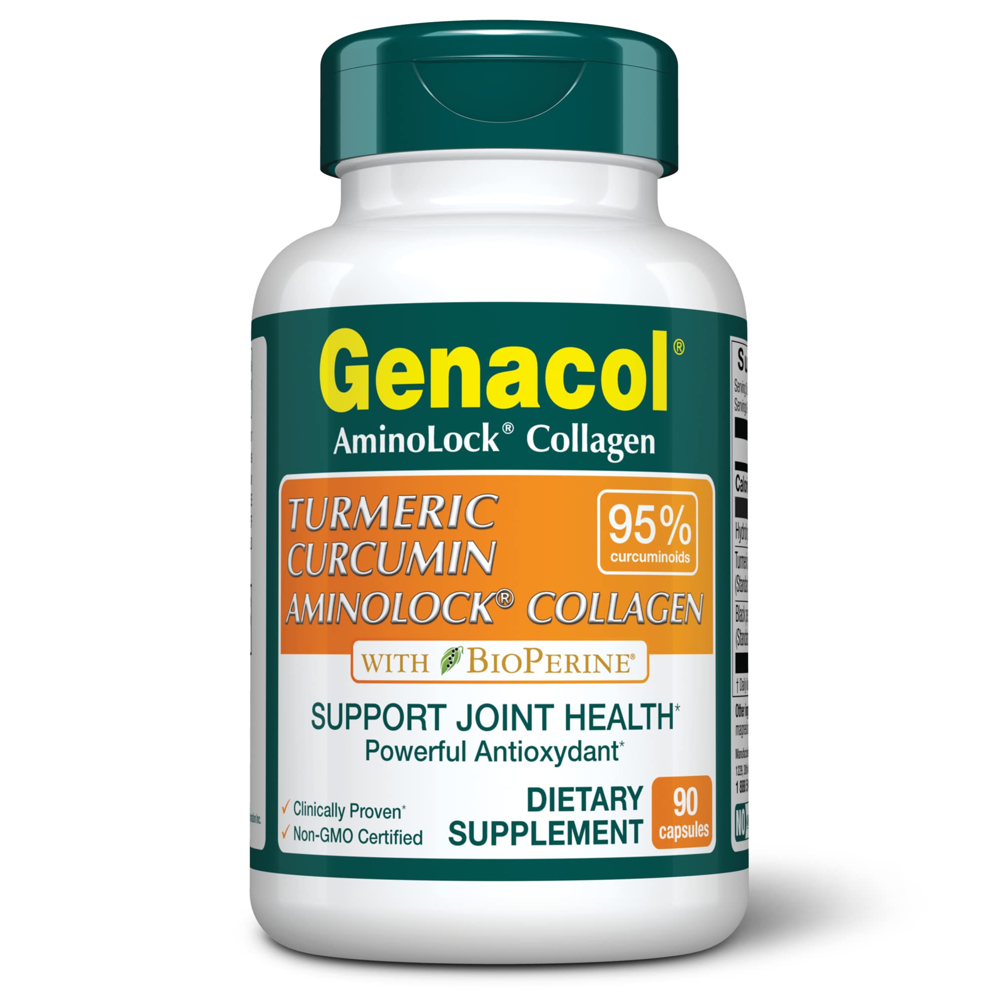 Genacol Turmeric Curcumin Collagen Supplement with 95% Curcuminoids, Black Pepper & AminoLock Collagen | Joint Support Supplement | 90 Capsules | Supports Healthy Joints & Mobility | Ideal for Active Lifestyles & Post-Workout Recovery