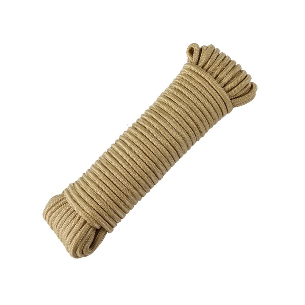 6mm Nylon Rope - 90m Khaki Heavy Duty Outdoor Cord for Camping, Hiking, Gardening, Clothesline & DIY Projects | Weather-Resistant Multi-Purpose Utility String for Bundling, Hanging & Securing Items