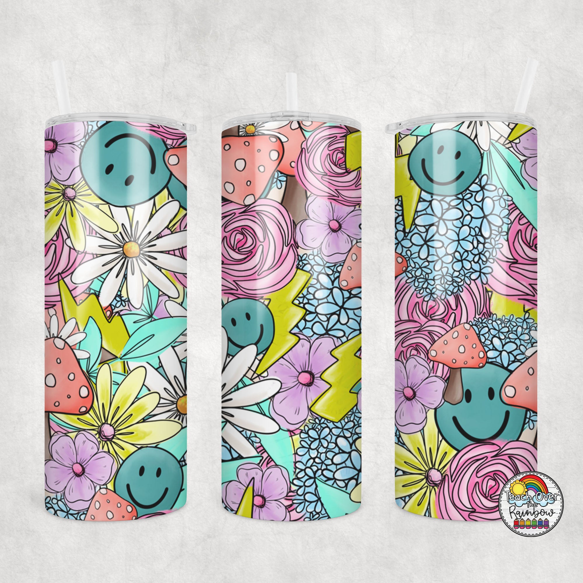 Groovy Tumbler - 20oz Insulated Stainless Steel Water Bottle with Lid & Straw - Perfect for Gym, Hiking & Office Use