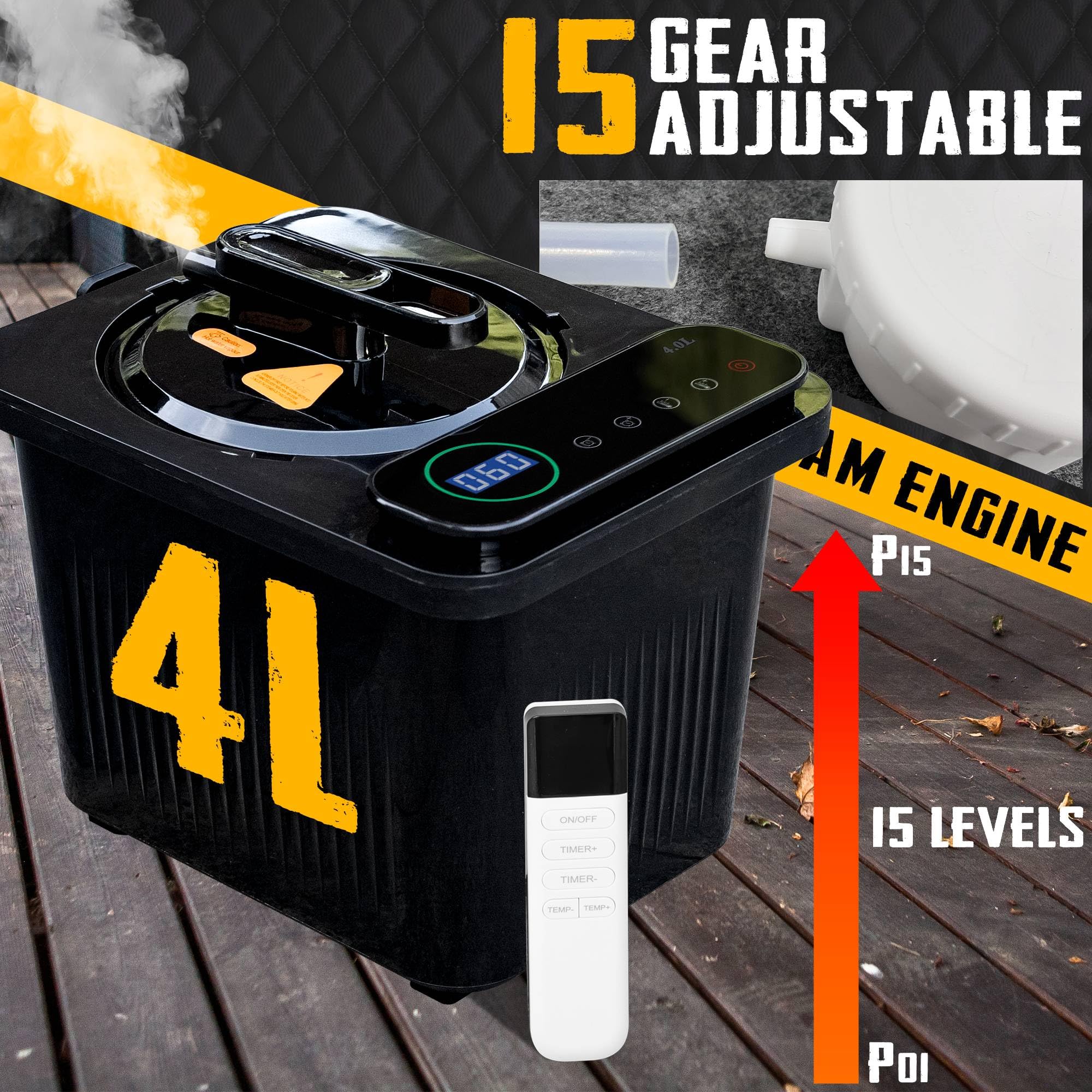 XL Portable Sauna Box with 4L Steamer - 1400W Home Spa Sauna with Big Chair & Remote Control - Personal Steam Sauna for Relaxation & Detox - Perfect for Home Wellness & Post-Workout Recovery (Black)