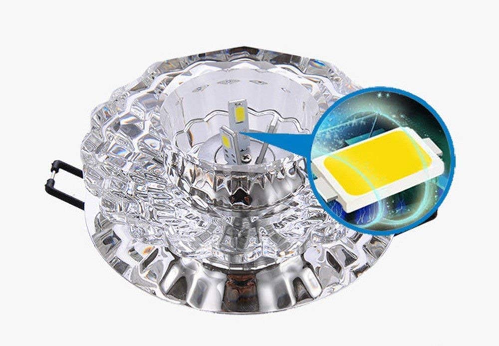 SXNING 3W LED Ceiling Light Fixture - Crystal Modern Flush Mount Lighting for Living Room, Corridor, Hallway (White) - Perfect for Home, Office, and Commercial Spaces