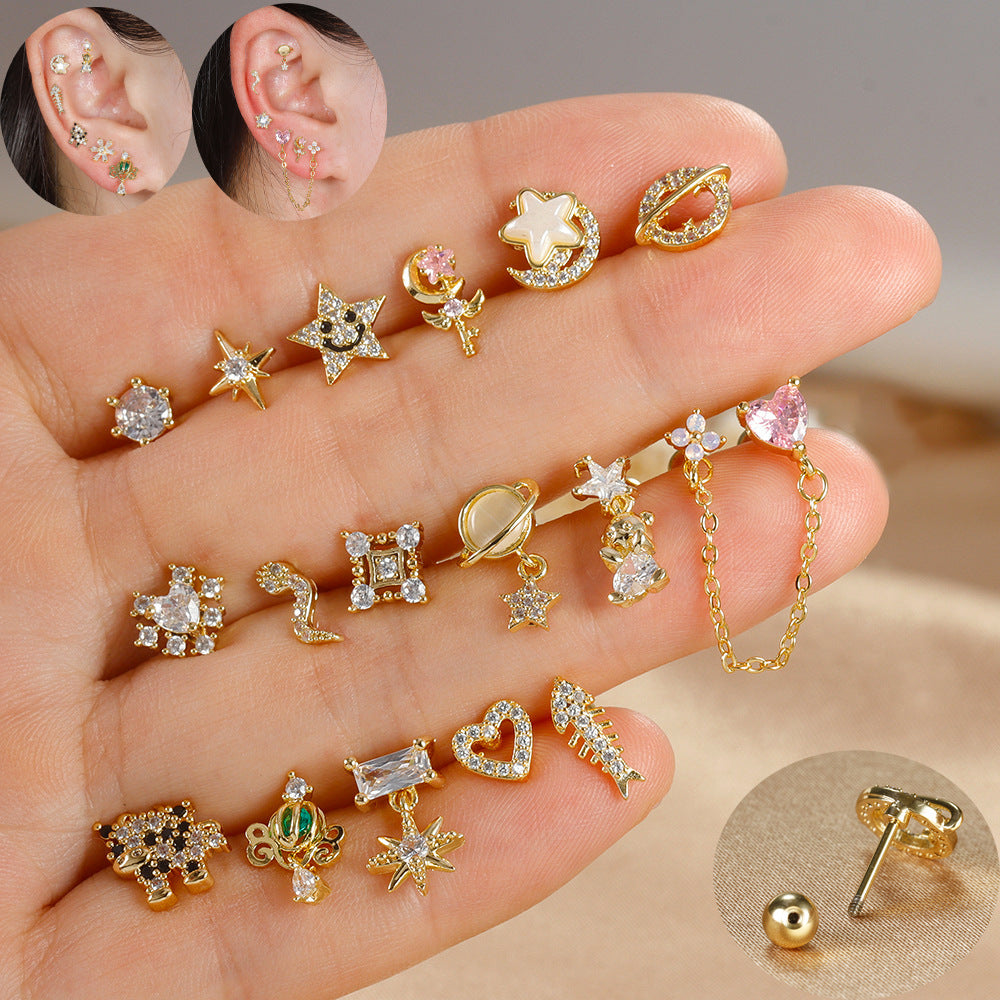 20G Star Emoji Conch Double Piercing Earrings - Trendy Cartilage Ear Jewelry for Women | EGD0382 | Perfect for Parties, Festivals and Everyday Fashion Accessories