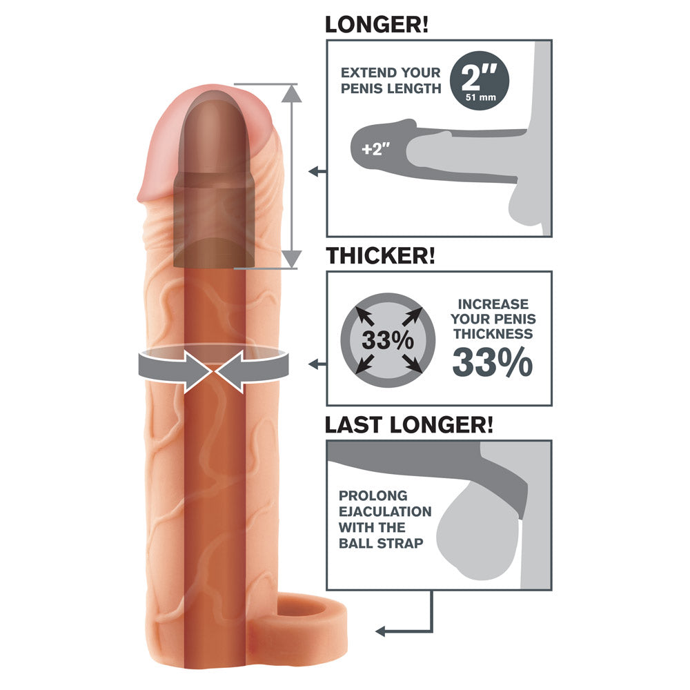 Fantasy X Tensions Perfect 2 Penis Extender Sleeve with Adjustable Ball Strap - Enhance Intimacy & Pleasure for Couples & Solo Play