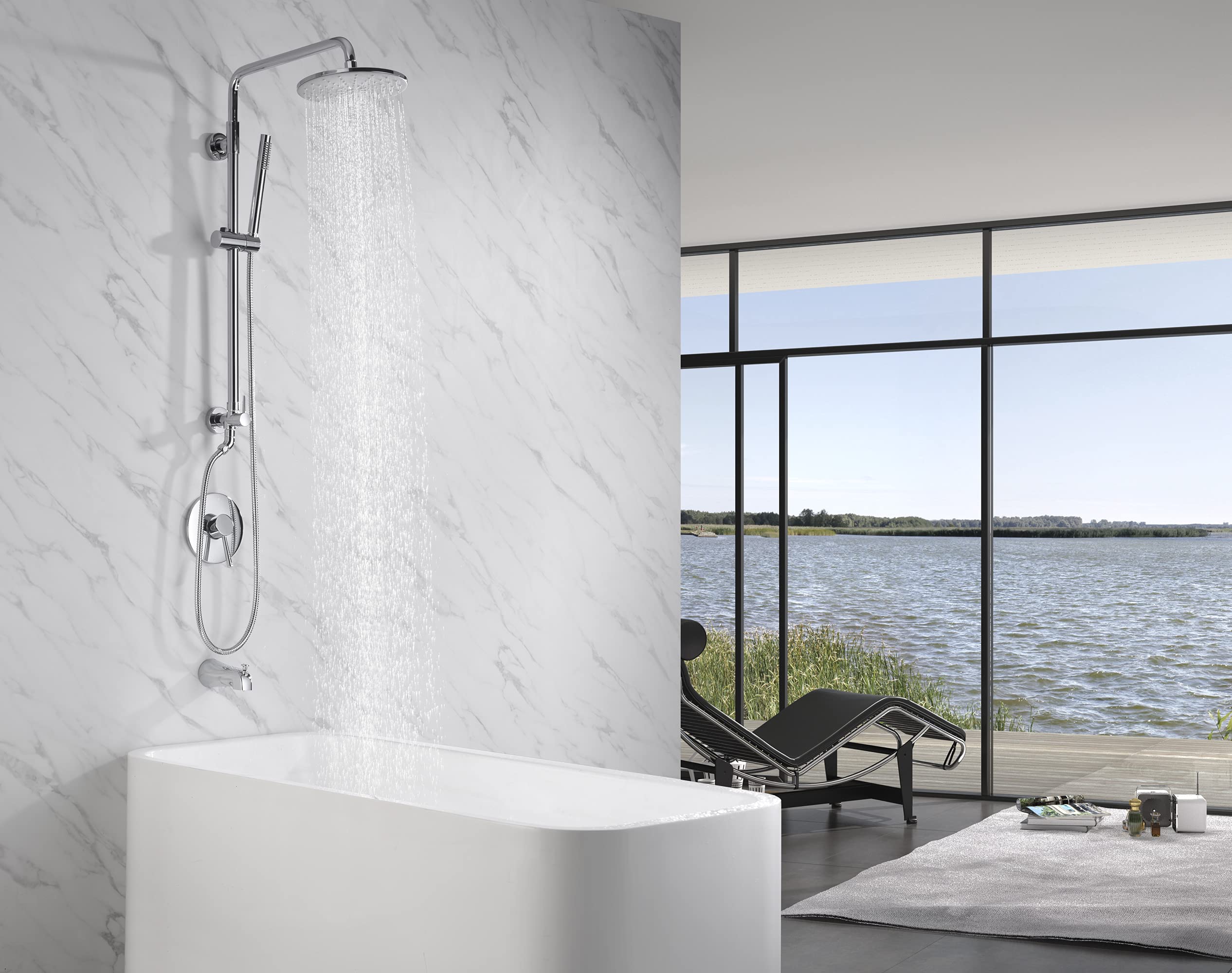 Premium 9 Inch Rain Shower Head System 2.5GPM - Chrome Finish Retrofit Showerhead for Luxurious Bathroom Upgrade | Perfect for Master Bath, Spa-Like Shower Experience & Water Conservation