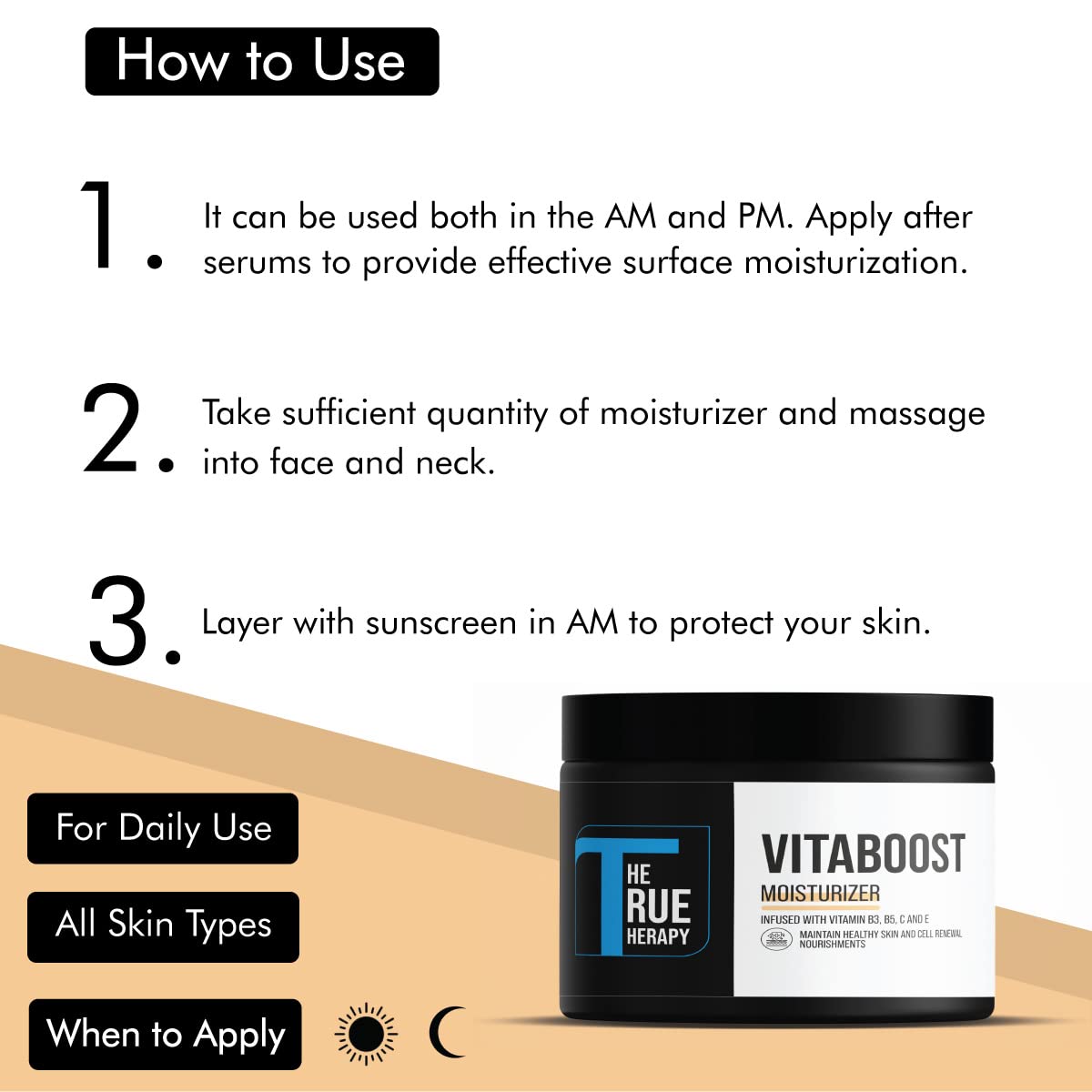 True Therapy VITABOOST Vitamin B C E Moisturizing Cream - Daily Hydration & Skin Nourishment for Men & Women (50g) | Perfect for Dry Skin Care & Anti-Aging Routine