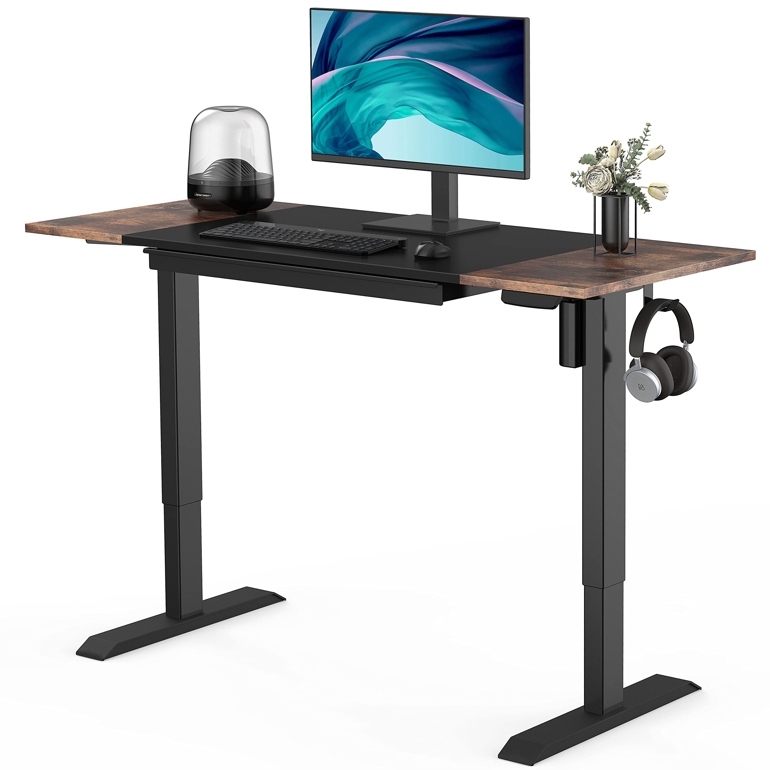 FENGE 48 Inch Electric Height Adjustable Standing Desk - Ergonomic Sit Stand Computer Workstation for Home Office - Perfect for Remote Work, Gaming & Study Spaces