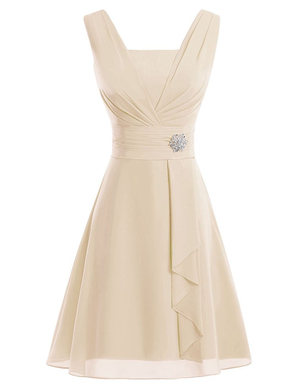 Elegant Chiffon V-Neck Mother of The Bride Dress - Short Wedding Guest Gown for Special Occasions - Perfect for Weddings, Parties & Formal Events