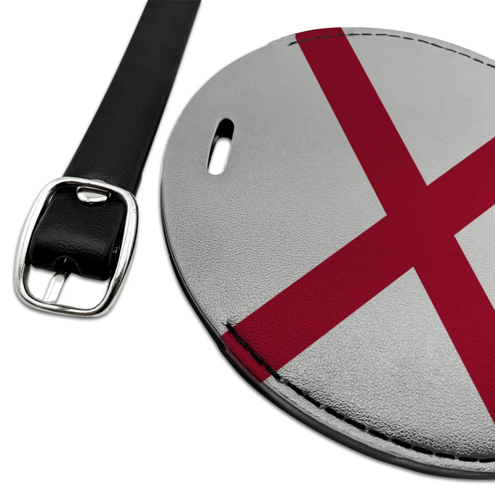 Alabama State Flag Round Leather Luggage Tag - Personalized Suitcase ID Tag for Travel Bags, Carry-Ons & Backpacks - Perfect for Travel Identification & Gift Giving