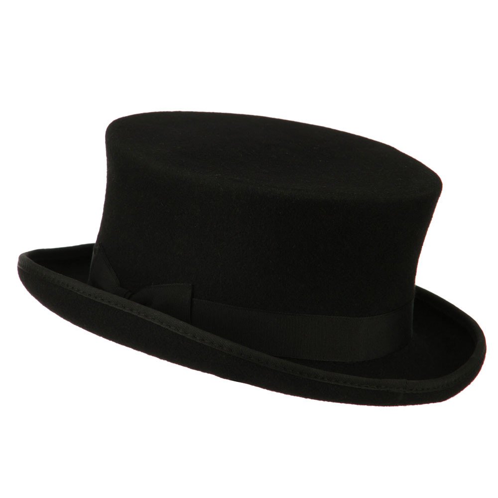 Premium Black Wool Felt Top Hat for Men - Classic Victorian Style Formal Hat for Weddings, Costume Parties & Steampunk Events