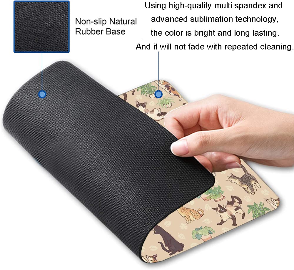 Cute Cats Pattern Mouse Pad - Non-Slip Rubber Base, Waterproof Square Mouse Mat for Office, Laptop, Women & Kids | Perfect for Work, Gaming & Home Use