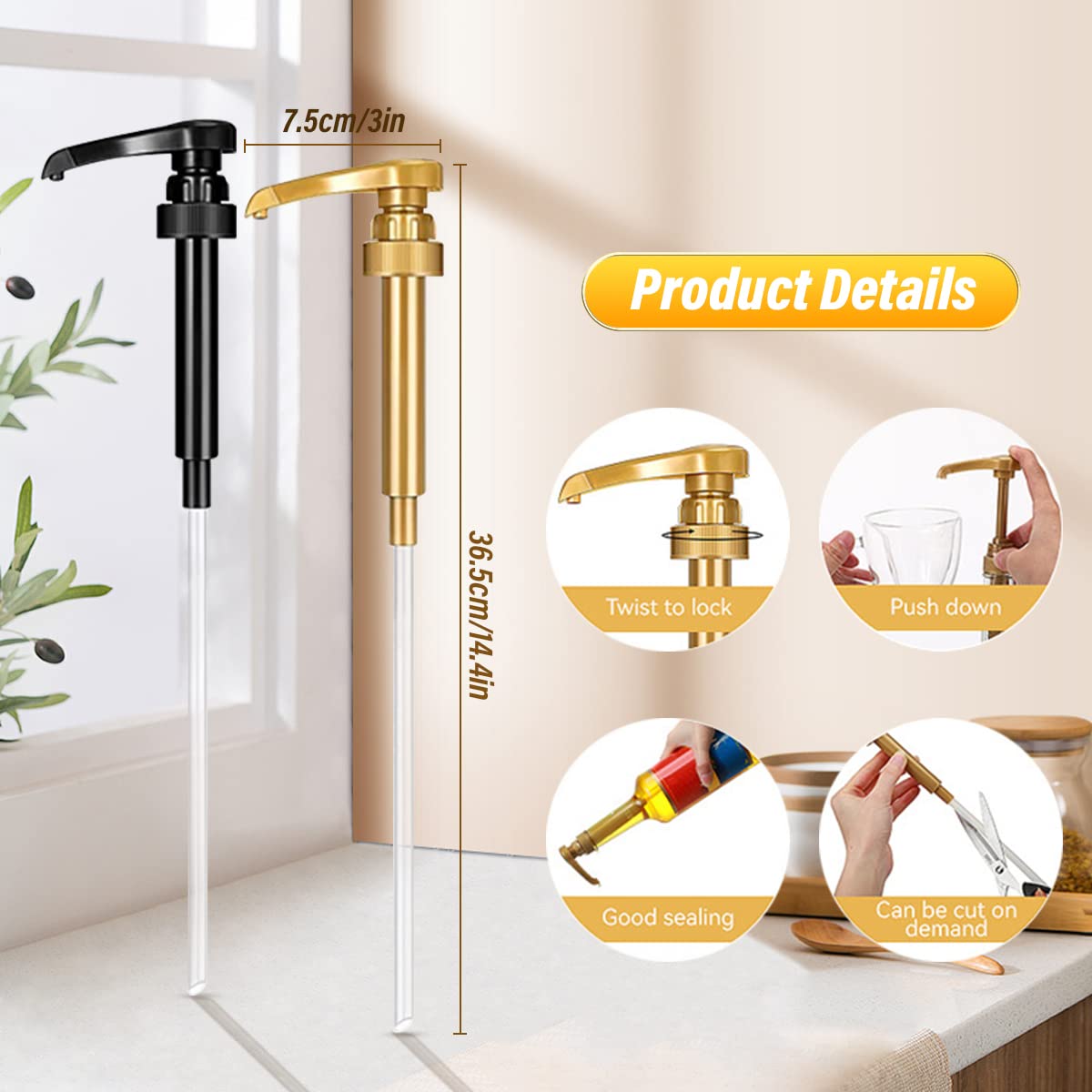 10-Piece Coffee Syrup Pump Set - 750ml Bottle Dispenser for Adding Syrup to Coffee, Tea, Sodas, Milkshakes & Ice Cream Cones - Perfect for Cafes, Bars & Home Use