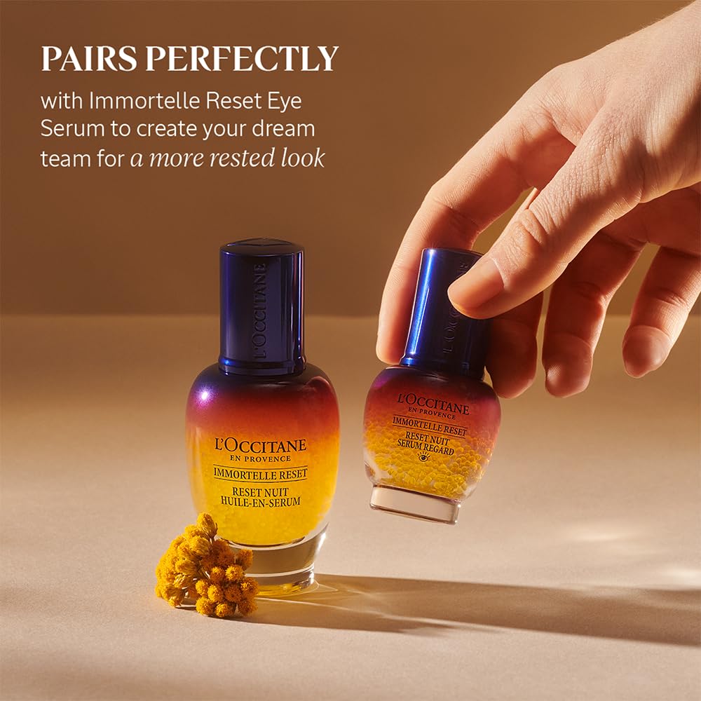 L'Occitane Immortelle Overnight Reset Oil-in-Serum Refill 1.6 oz | Anti-Aging Night Face Serum for Dry Skin | Perfect for Nighttime Skincare Routine & Travel