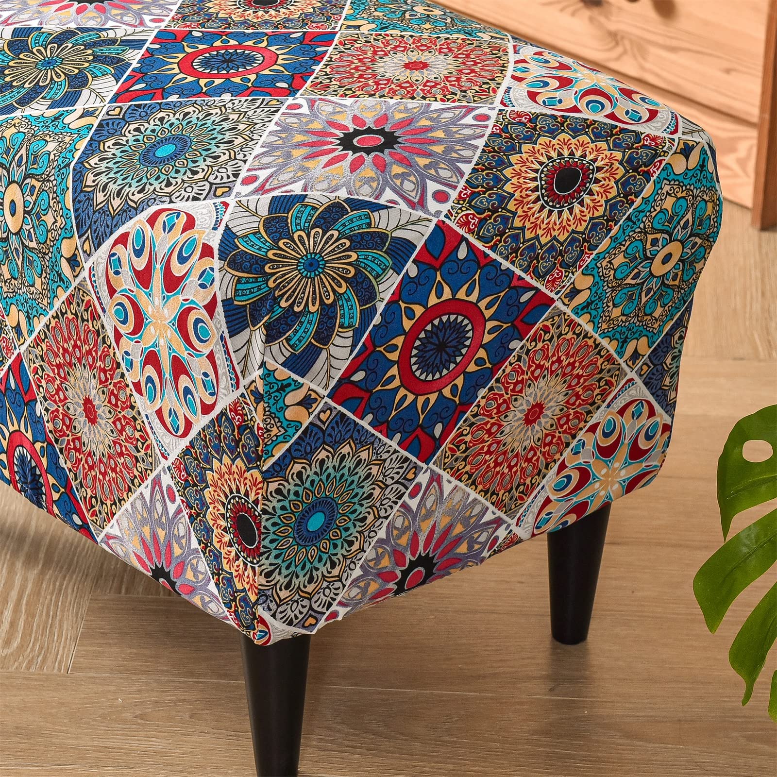 Eco-Friendly Stretch Ottoman Slipcover with Non-Slip Elastic Bottom - Rectangular Storage Footrest Stool Cover for Living Room, Bedroom & Nursery