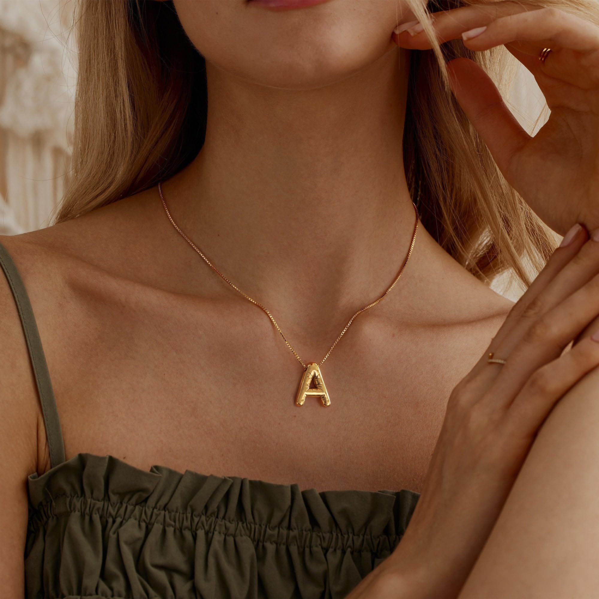 BAYLAY 18K Gold Filled Balloon Bubble Letter Necklace for Women - Personalized Initial Necklace, Dainty Gold Pendant, Gift for Her | Birthday, Anniversary, Valentine's Day Jewelry Present