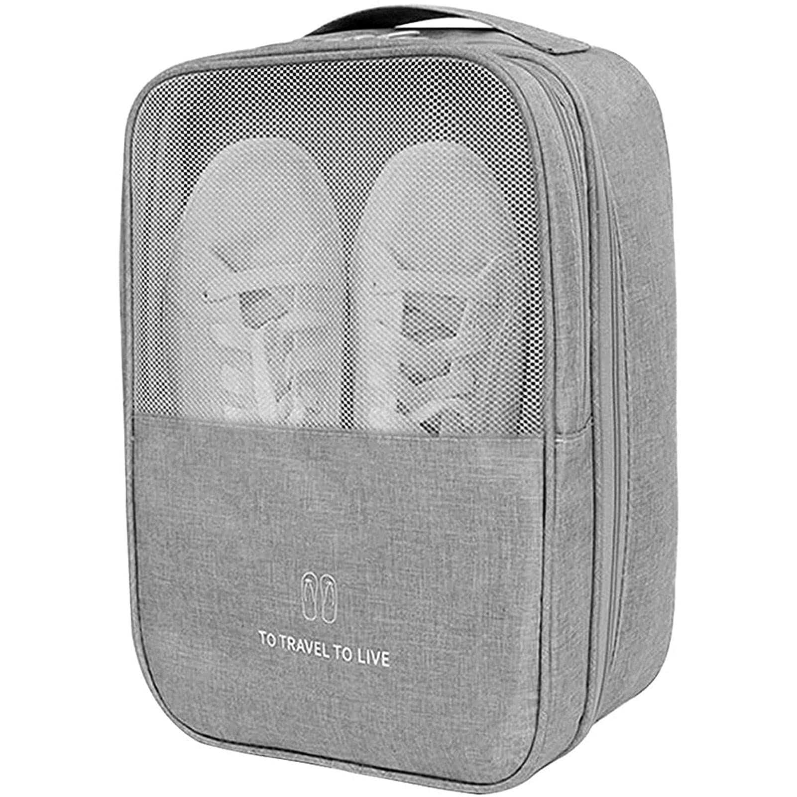 MN1 Waterproof Travel Shoe Bag - Portable Shoe Organizer Pouch Holds 3 Pairs of Shoes for Gym, Vacation & Daily Storage | Compact Grey Shoe Carrier for Suitcase & Backpack