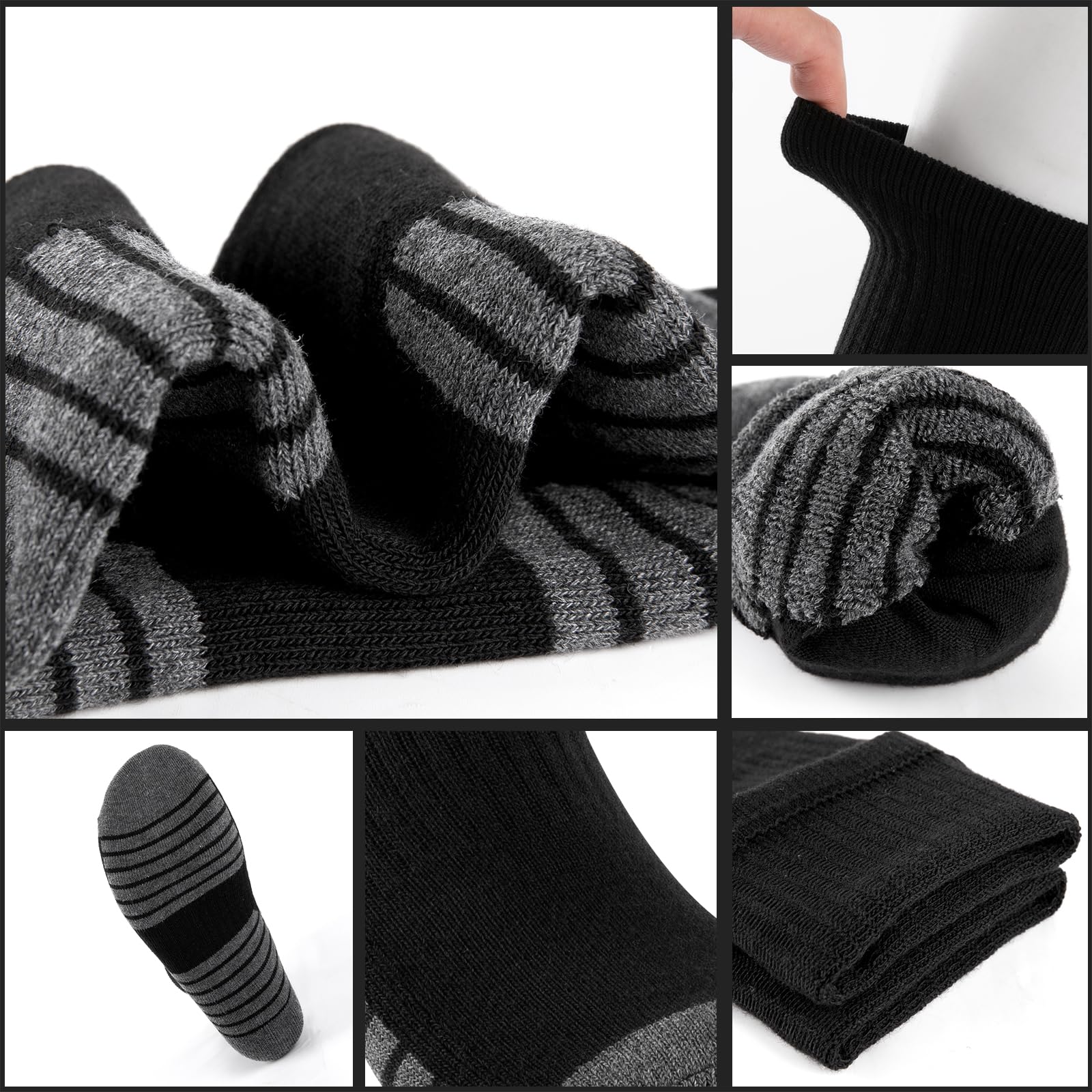 COOVAN 8 Pairs Men's Athletic Crew Socks - Moisture Wicking Cushioned Work Socks for Running, Hiking & Gym - 8 Pack Breathable Comfort Socks for Daily Wear & Sports Activities