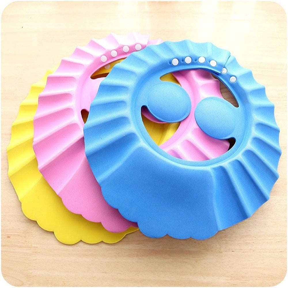 Milindi Adjustable Baby Bath Shower Cap - Soft Waterproof Shower Hat for Infants & Toddlers (2 Pack, Multicolor) - Protect Eyes & Ears During Bath Time, Hair Wash & Swimming