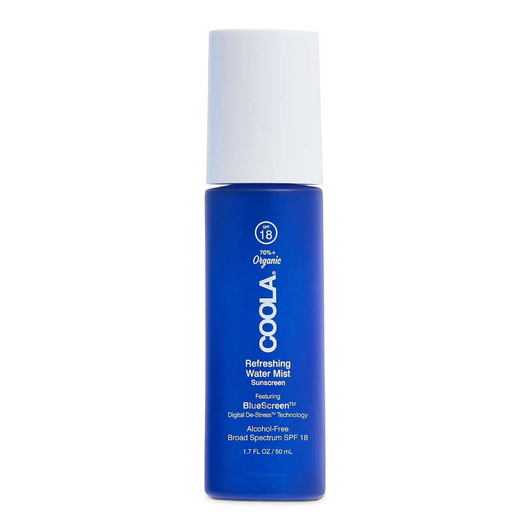 COOLA Refreshing Water Mist Organic Face Sunscreen SPF 18 - Lightweight Hydrating Sun Protection for Daily Use, Travel & Outdoor Activities