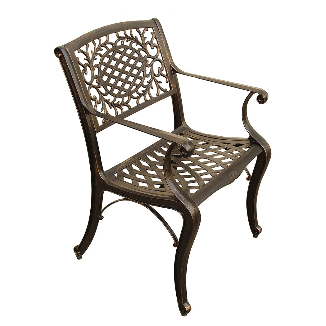 Modern Ornate Outdoor Mesh Aluminum 48-inch Black Round Patio Dining Set with 4 Chairs - Oakland Living - Perfect for Backyard BBQs, Garden Parties & Outdoor Entertaining
