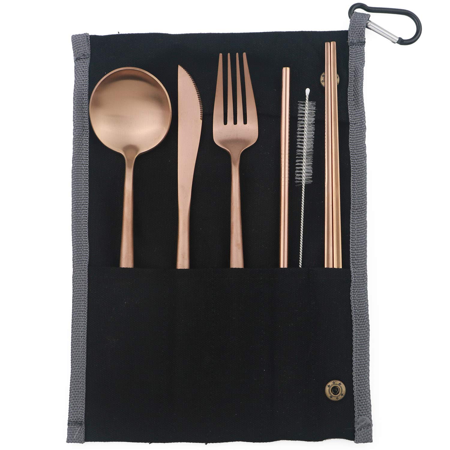 Portable 6-Piece Stainless Steel Flatware Set - Travel Cutlery for Camping & Picnics