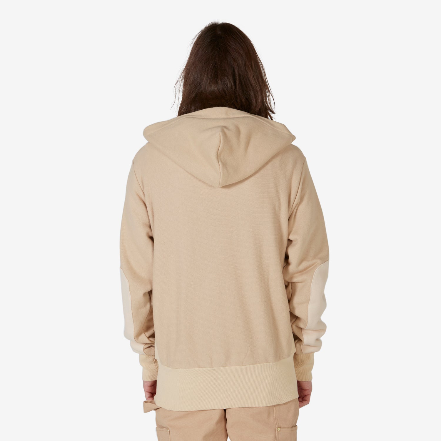 Tri-Tone Zip Up Hoodie for Men & Women - Feldspar & Ecru Color Block Design - Stylish Casual Wear for Outdoors, Gym, and Everyday Fashion