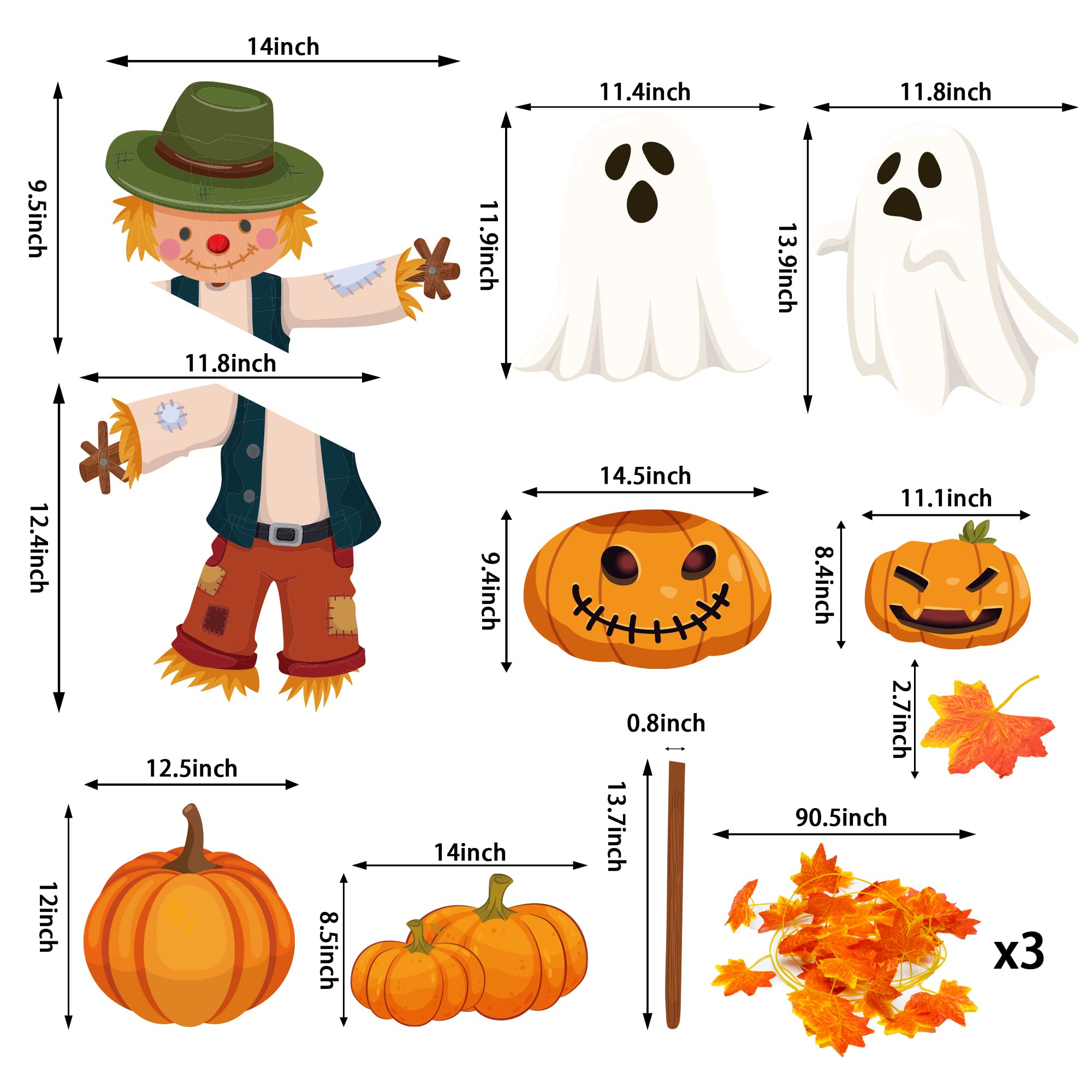 12Pcs Halloween Trunk or Treat Decorations Kit - Scarecrow Pumpkin Ghost Car Archway for SUV, Garage & Outdoor Fall Party Supplies | Perfect for Halloween Car Decor & Autumn Themed Events