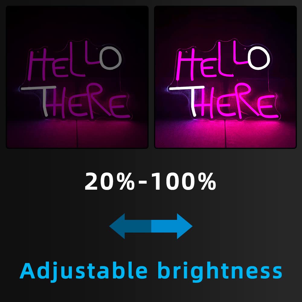 Hello There LED Neon Sign - Wall Decor Welcome Light for Shop, Restaurant, Bar, Pub, Hotel & Man Cave - USB Powered with On/Off Switch - Perfect for Business Signs, Home Decor & Party Lighting
