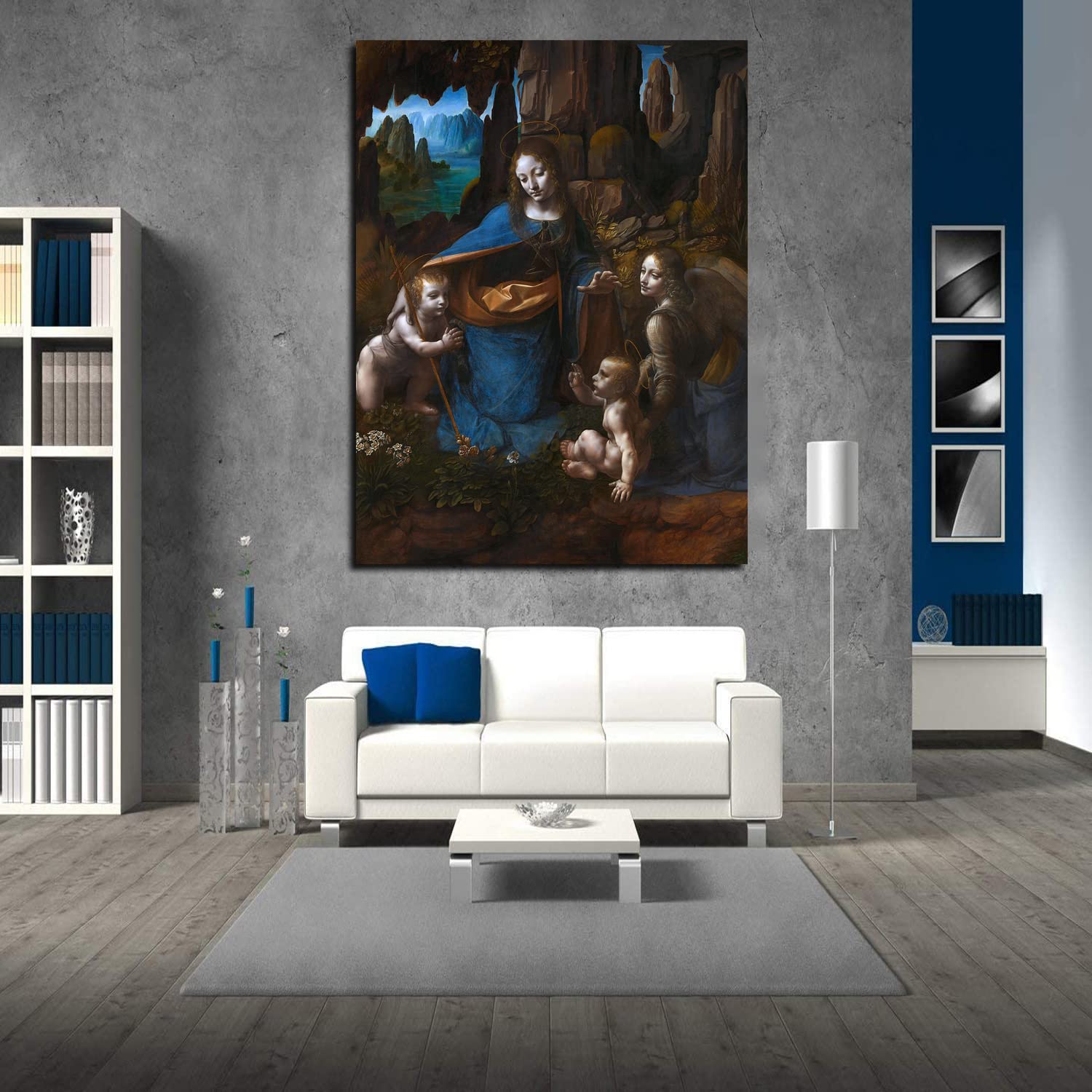 Da Vinci Canvas Wall Art - The Virgin of The Rocks Framed Painting, Large Ready to Hang Canvas Print for Bedroom, Office & Living Room Decor | Renaissance Artwork for Home & Office Wall Decor