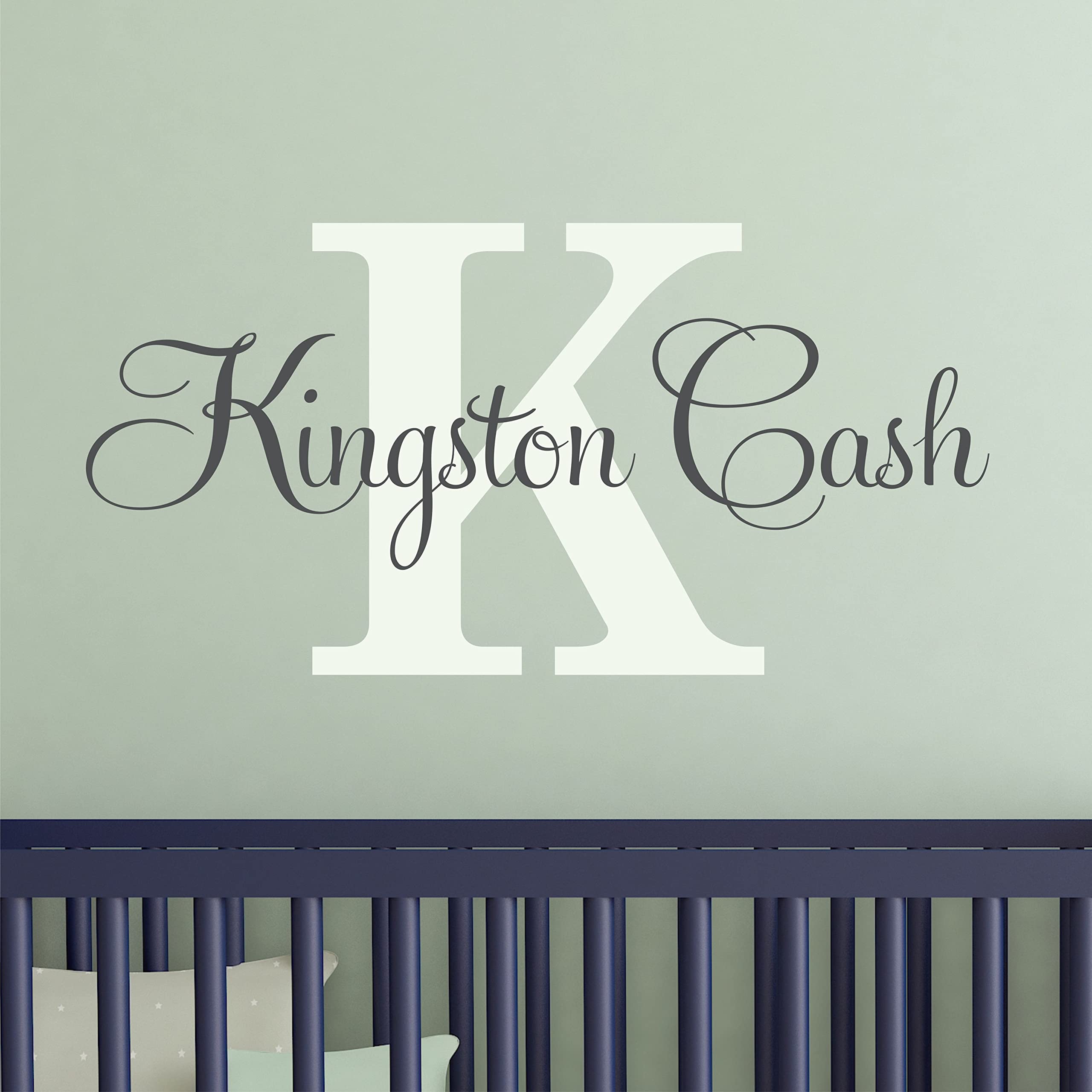 Custom Name Wall Decal Sticker - Personalized Nursery Vinyl Wall Art for Girls & Boys Rooms - Baby Monogram Decoration (14