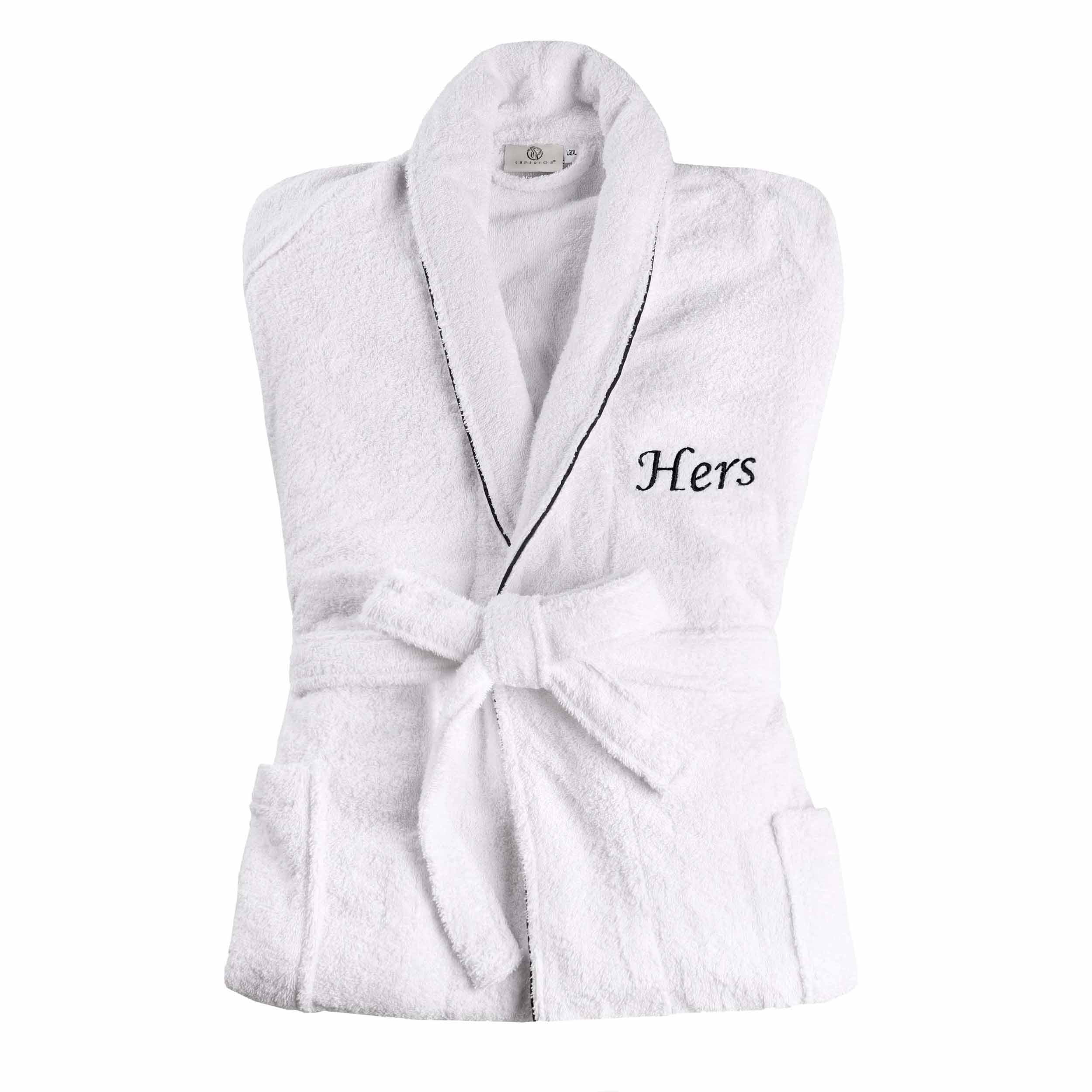 Premium Cotton Unisex Bathrobe for Adults - Soft, Fluffy & Highly Absorbent - White Embroidered Spa Robe for Relaxation, Hotels & Home Comfort